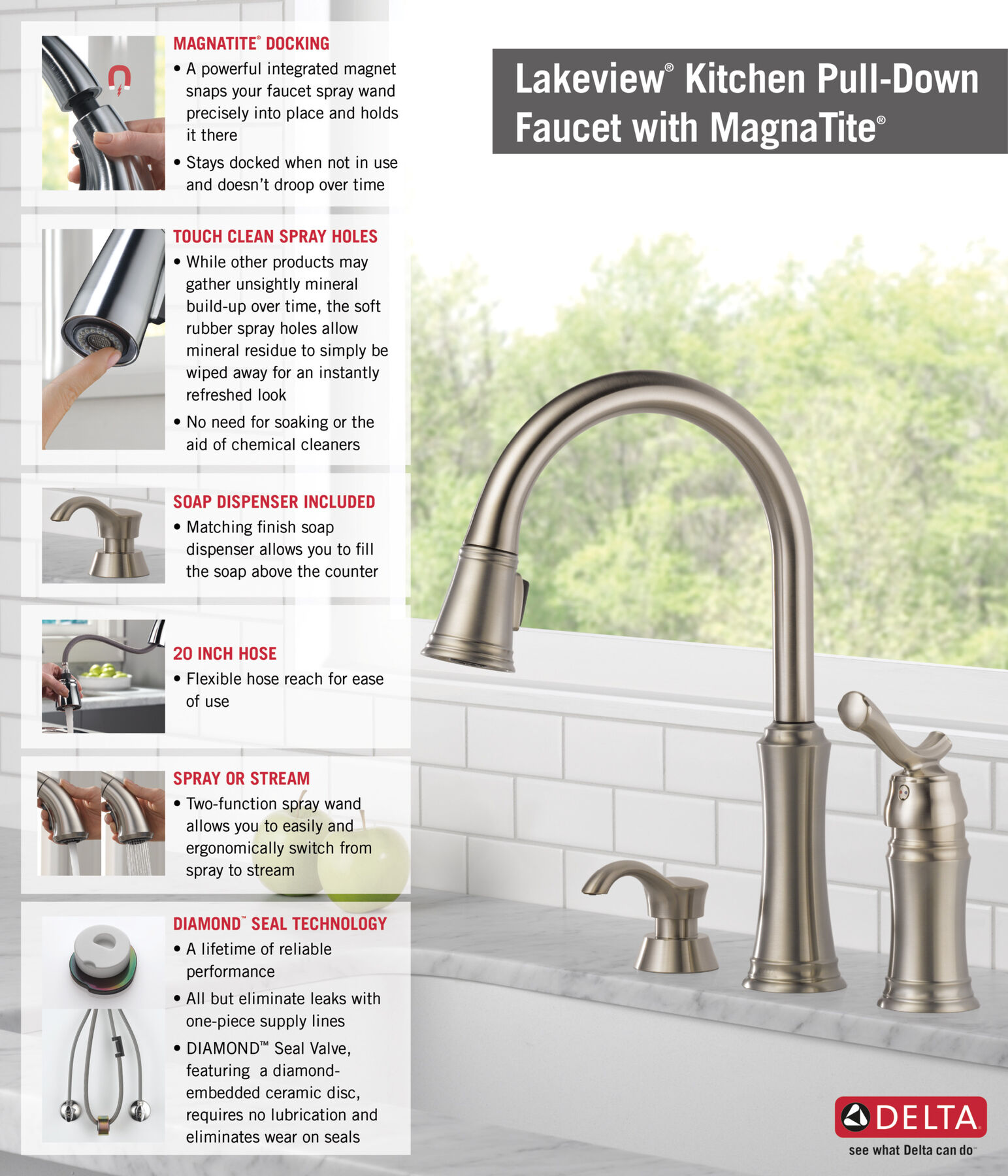 Pull-Down Kitchen Faucet with Soap Dispenser (Recertified)