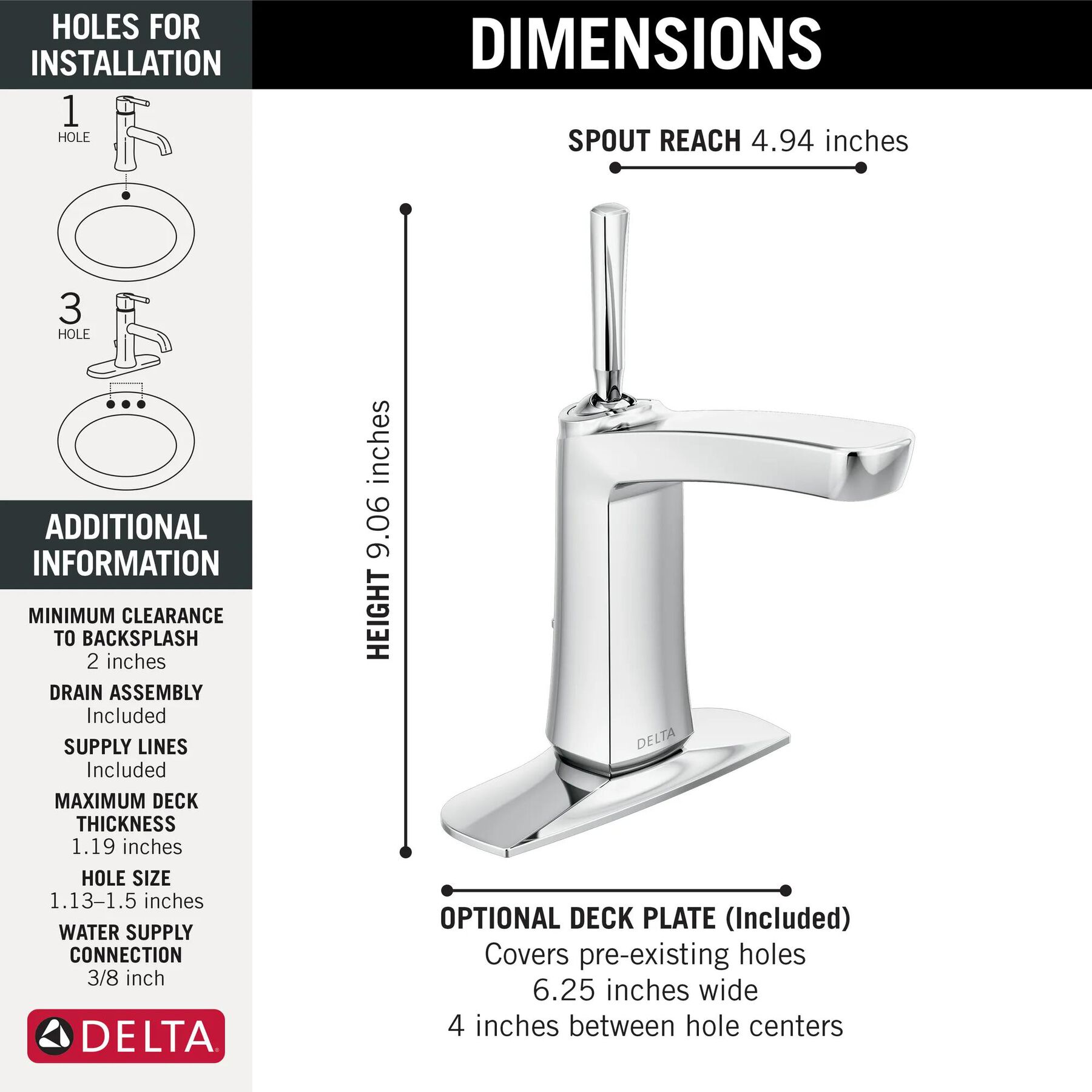 Single-Hole Bathroom Faucet 1J (Recertified)