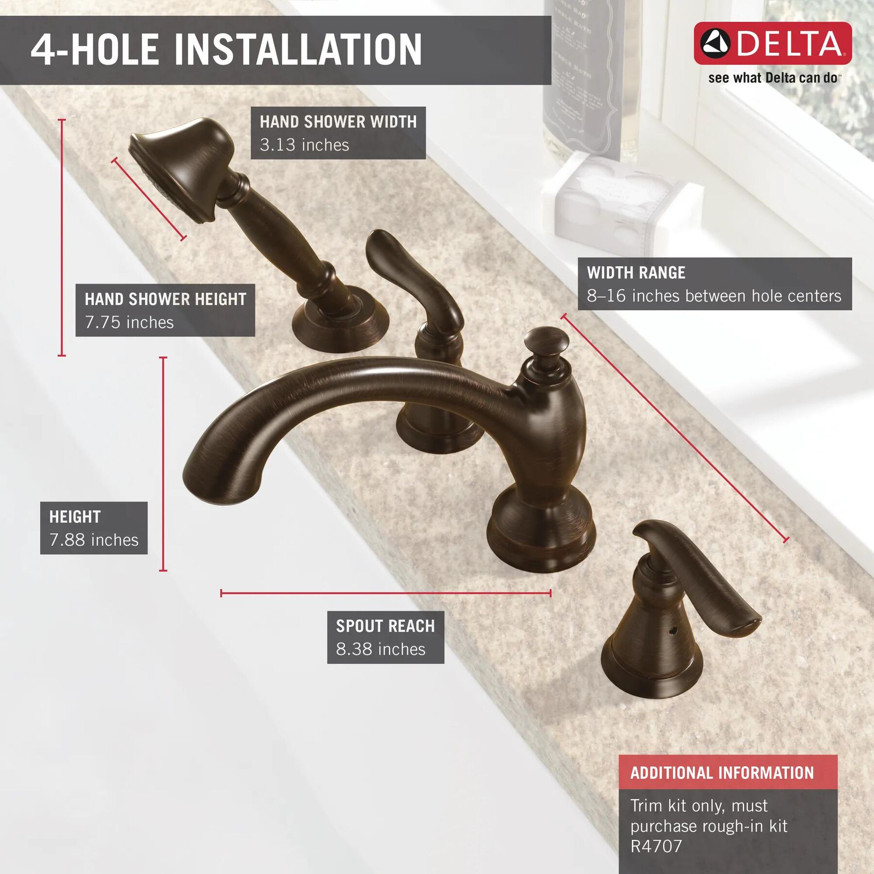 Roman Tub with Hand Shower Trim (Recertified)