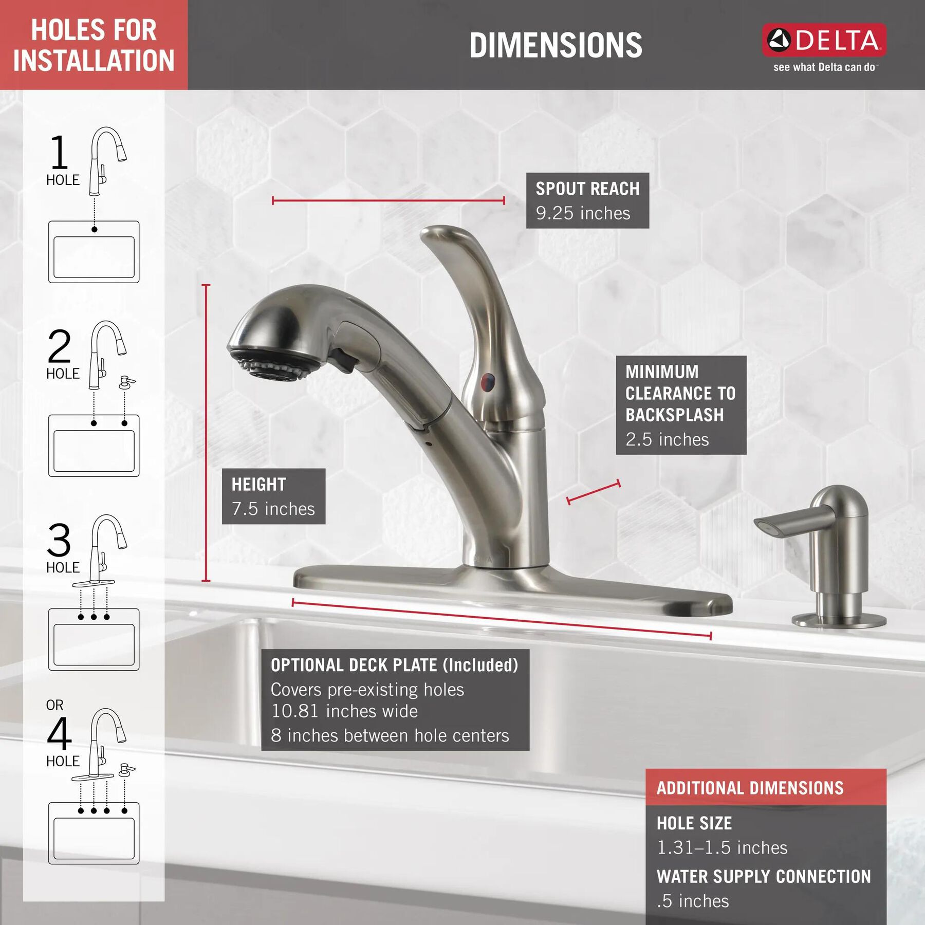 Single Handle Pull-Out Kitchen Faucet with Soap Dispenser (Recertified)