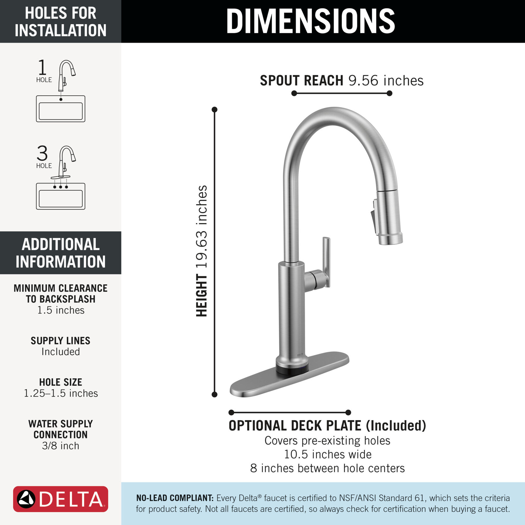 Touch2O&reg; Technology Kitchen Faucet with Touchless Technology