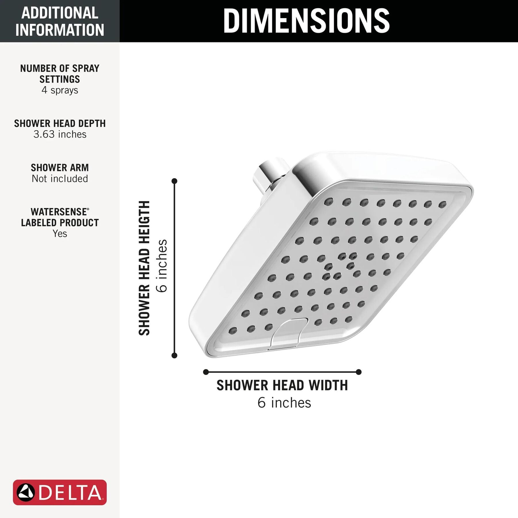 4-Setting 6-inch Shower Head