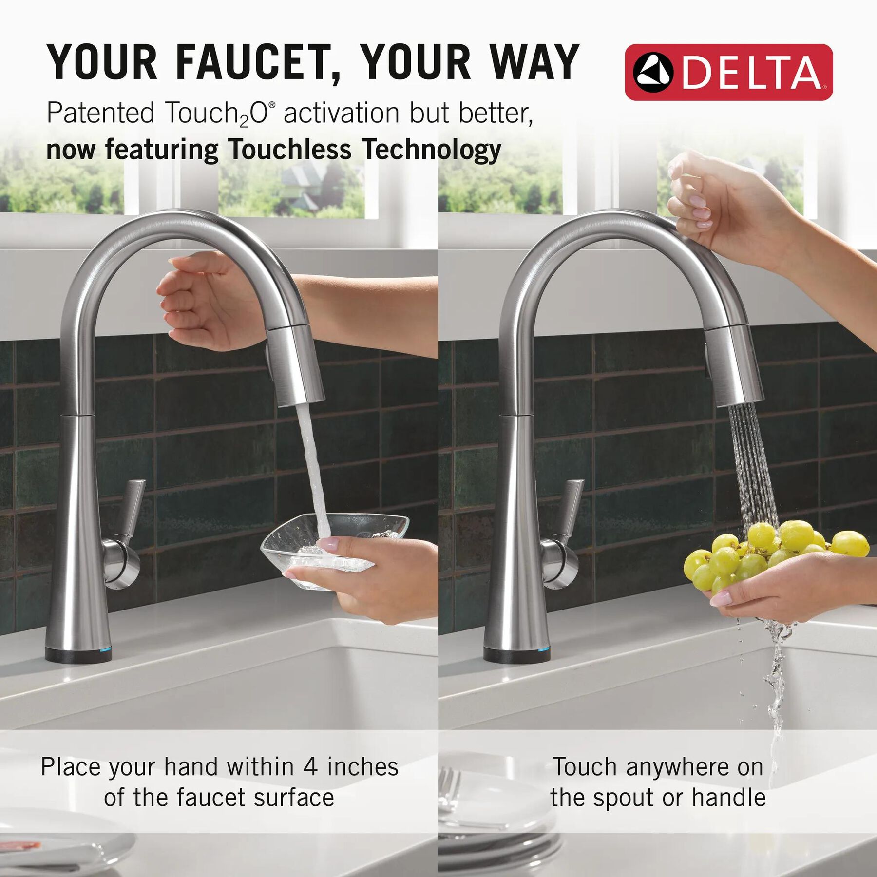 Touch<sub>2</sub>O&reg; Technology Kitchen Faucet with Touchless Technology