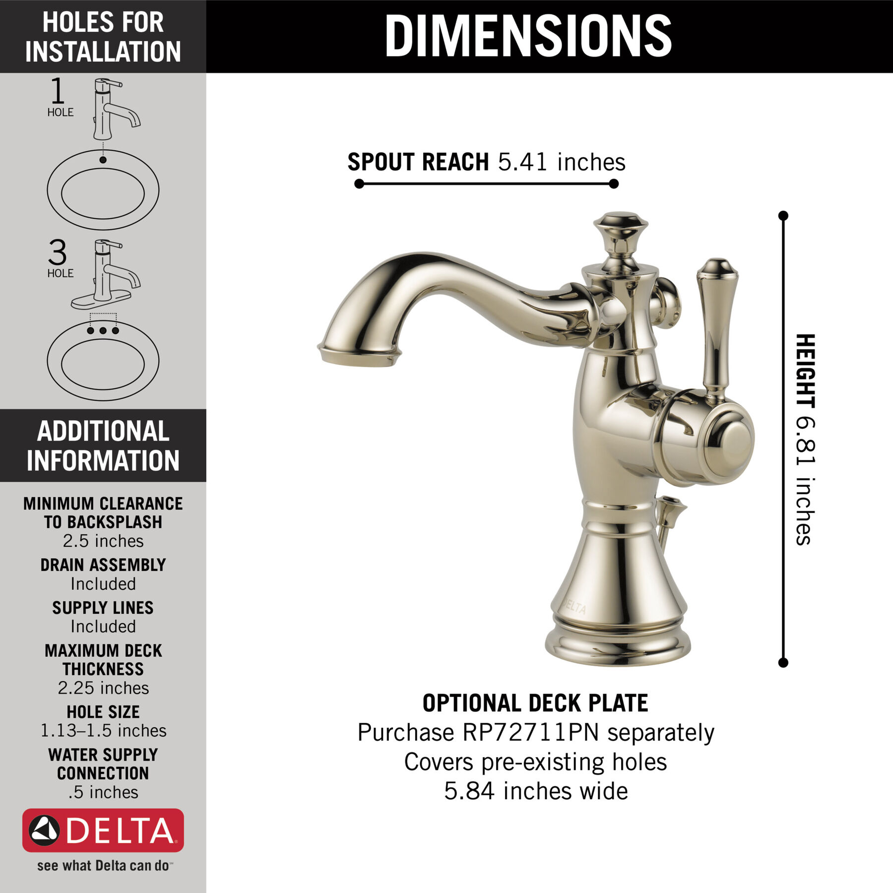 Single Handle Bathroom Faucet (Recertified)
