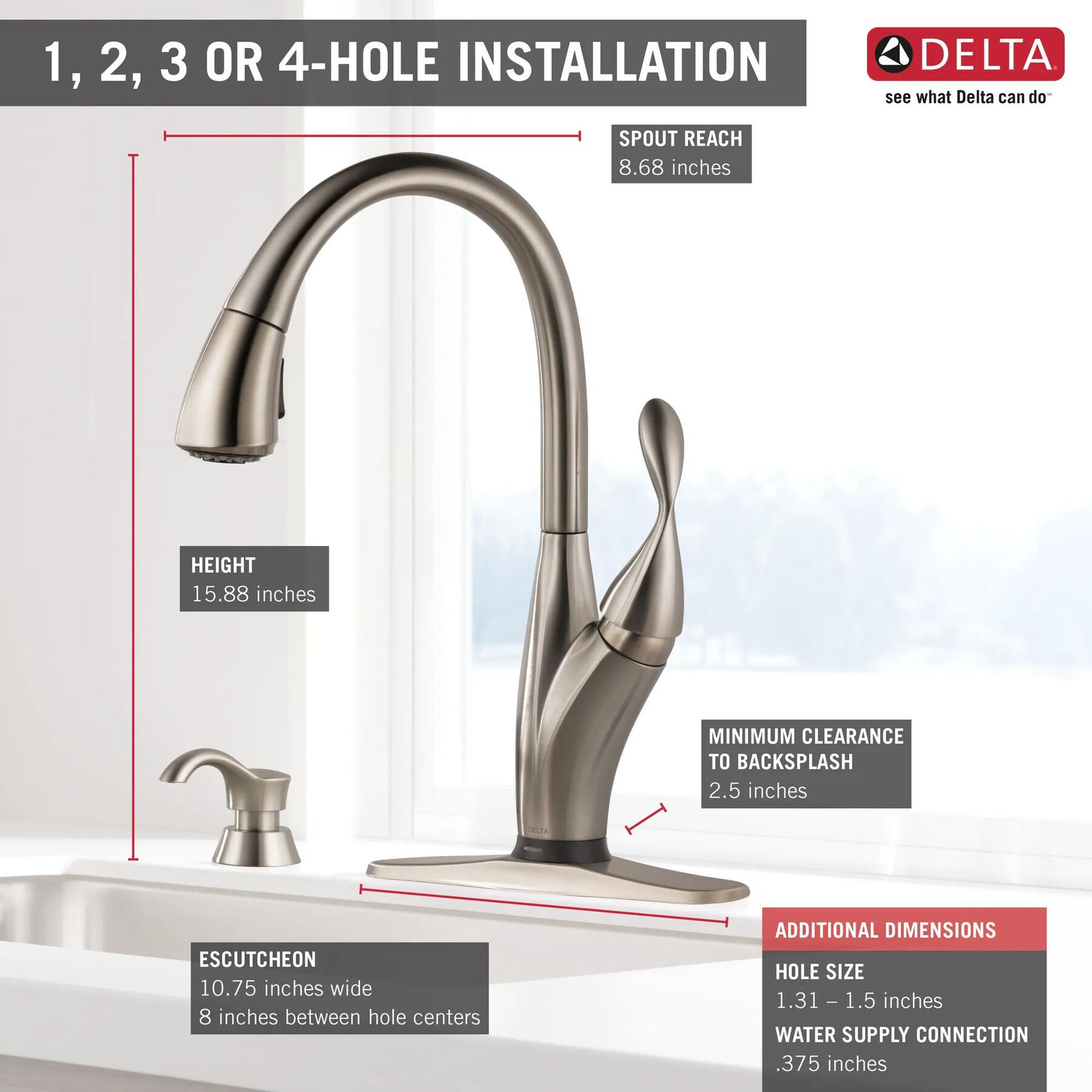 Single Handle Pull-Down Kitchen Faucet with Touch2O Technology and Soap Dispenser