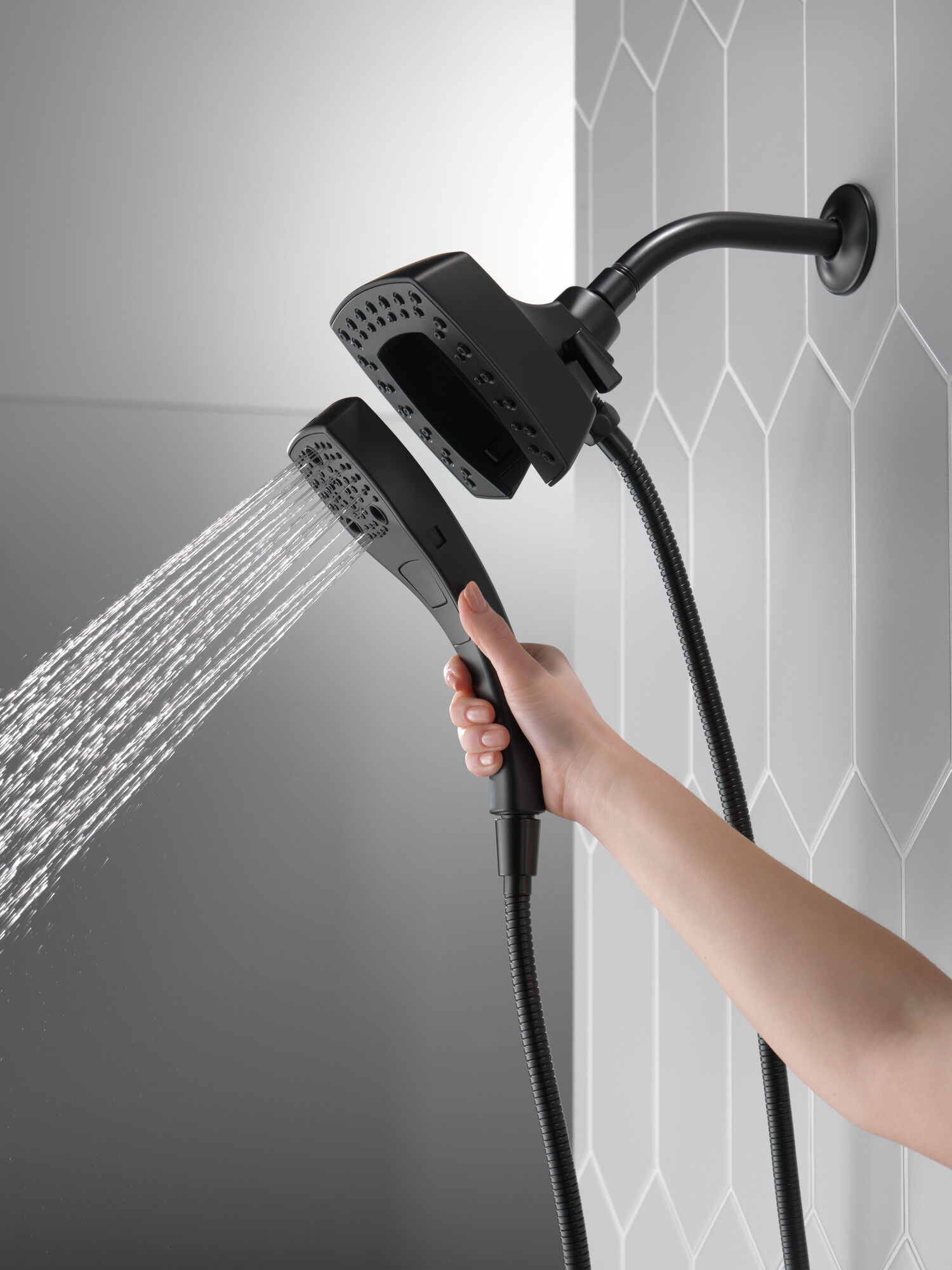 H2Okinetic® In2ition® 5-Setting Two-in-One Shower in Matte Black