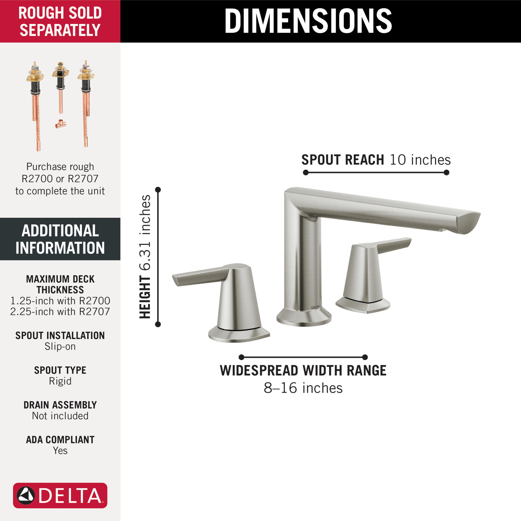 3-Hole Roman Tub Trim (Recertified)