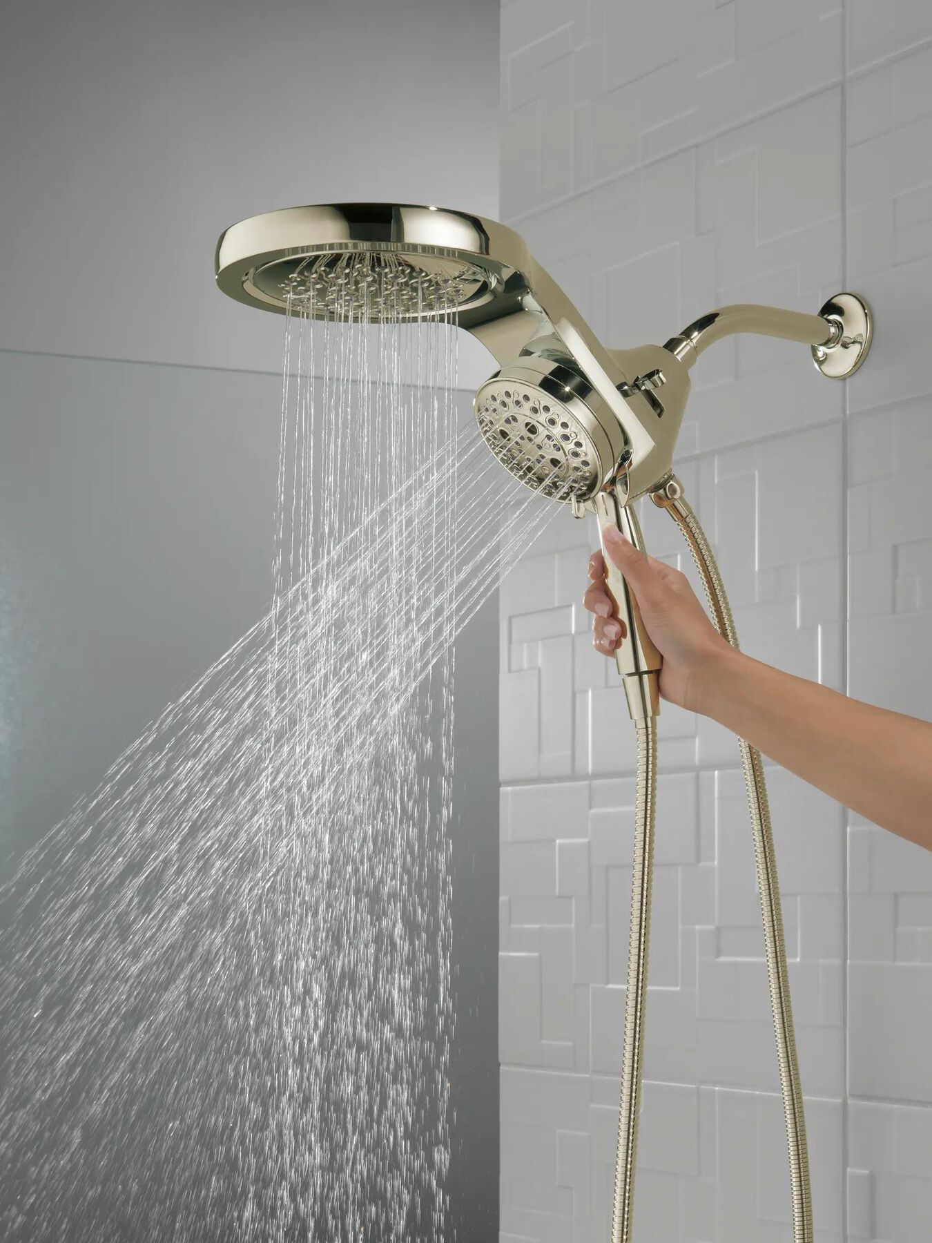 HydroRain&reg; H<sub>2</sub>Okinetic&reg; 5-Setting Two-in-One Shower Head (Recertified)