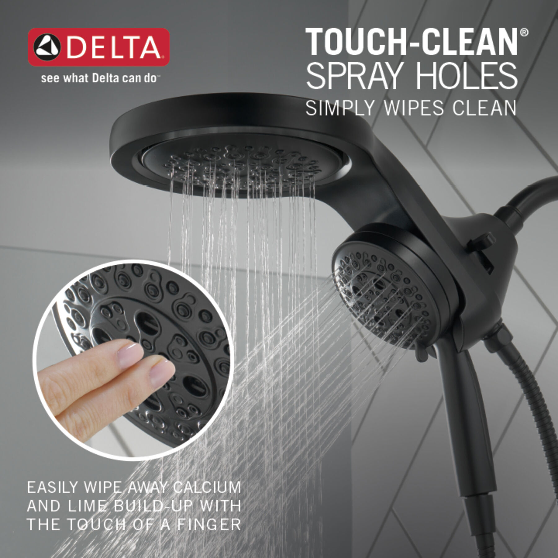 HydroRain&reg; H<sub>2</sub>Okinetic&reg; 5-Setting Two-in-One Shower Head