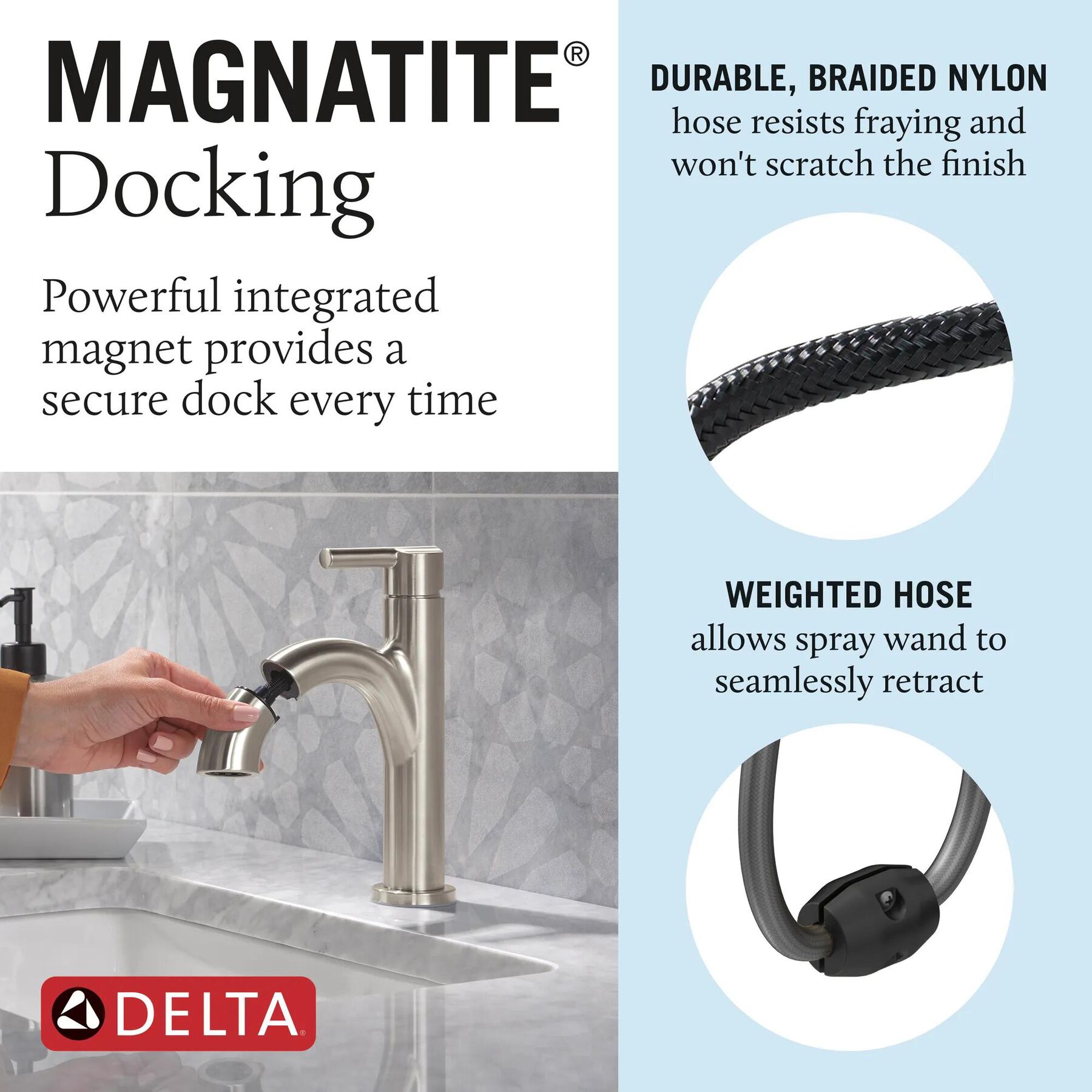 Single Handle Pull-Down Bathroom Faucet