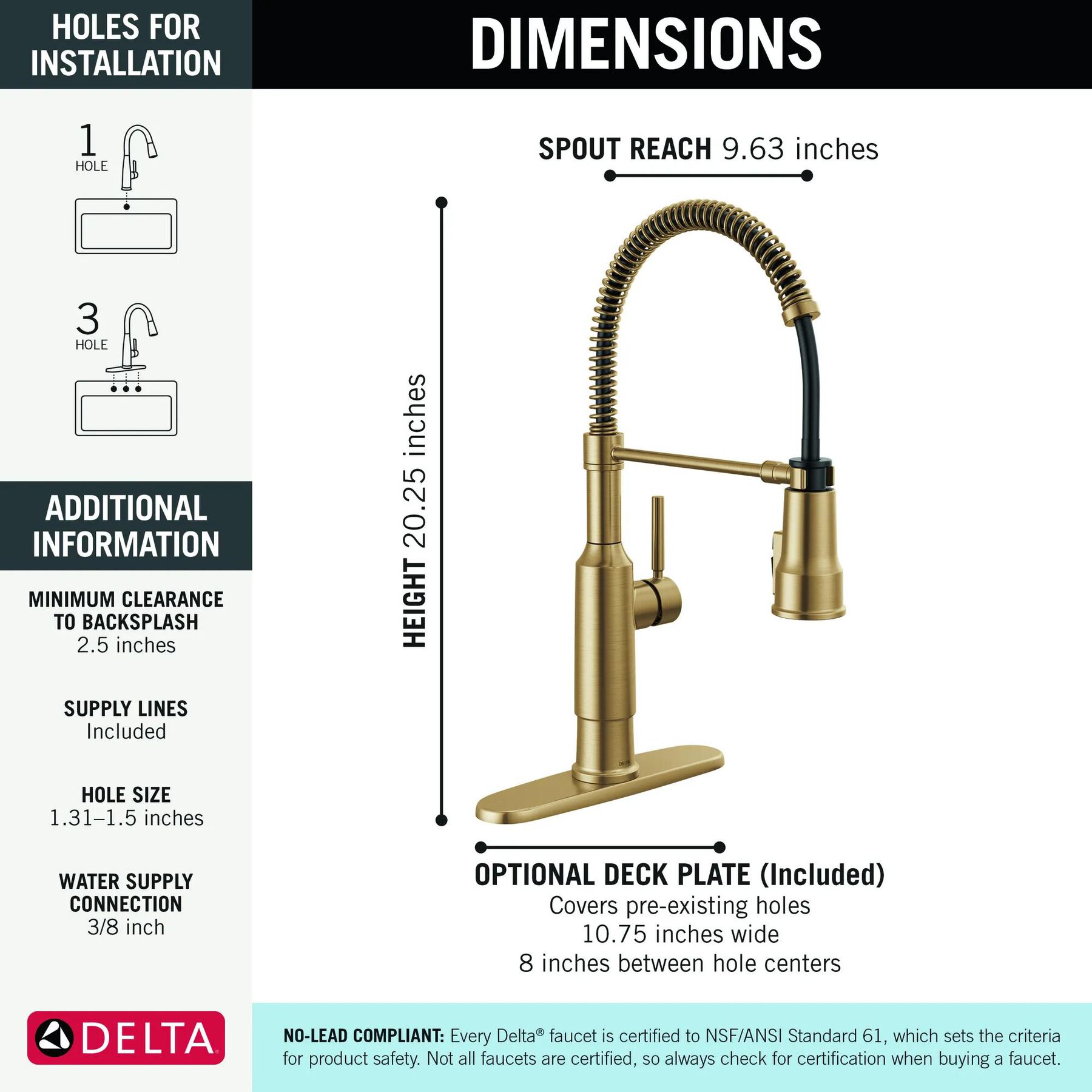 Single-Handle Pull-Down Spring Kitchen Faucet (Recertified)