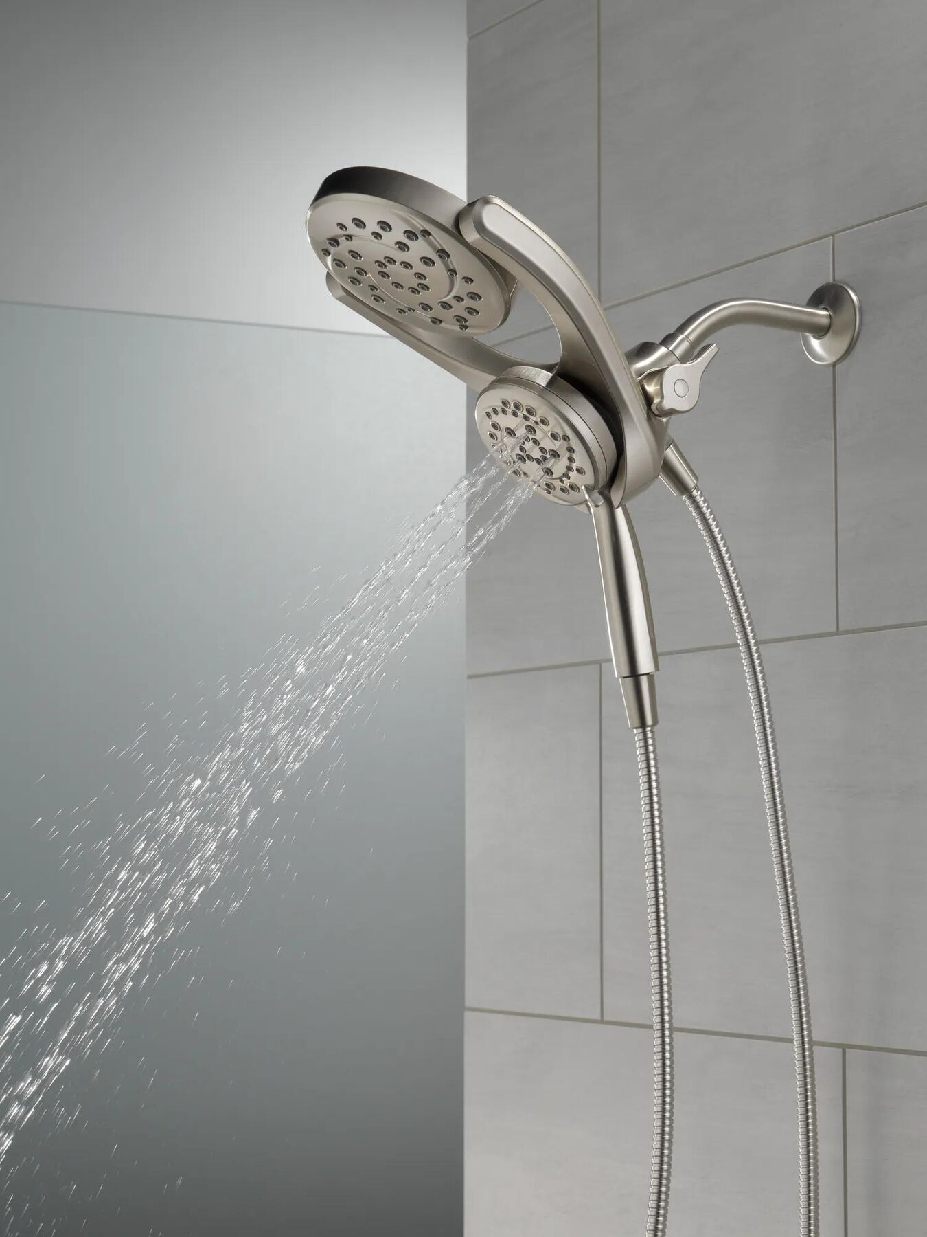 HydroRain&reg; 4-Setting Two-in-One Shower Head (Recertified)