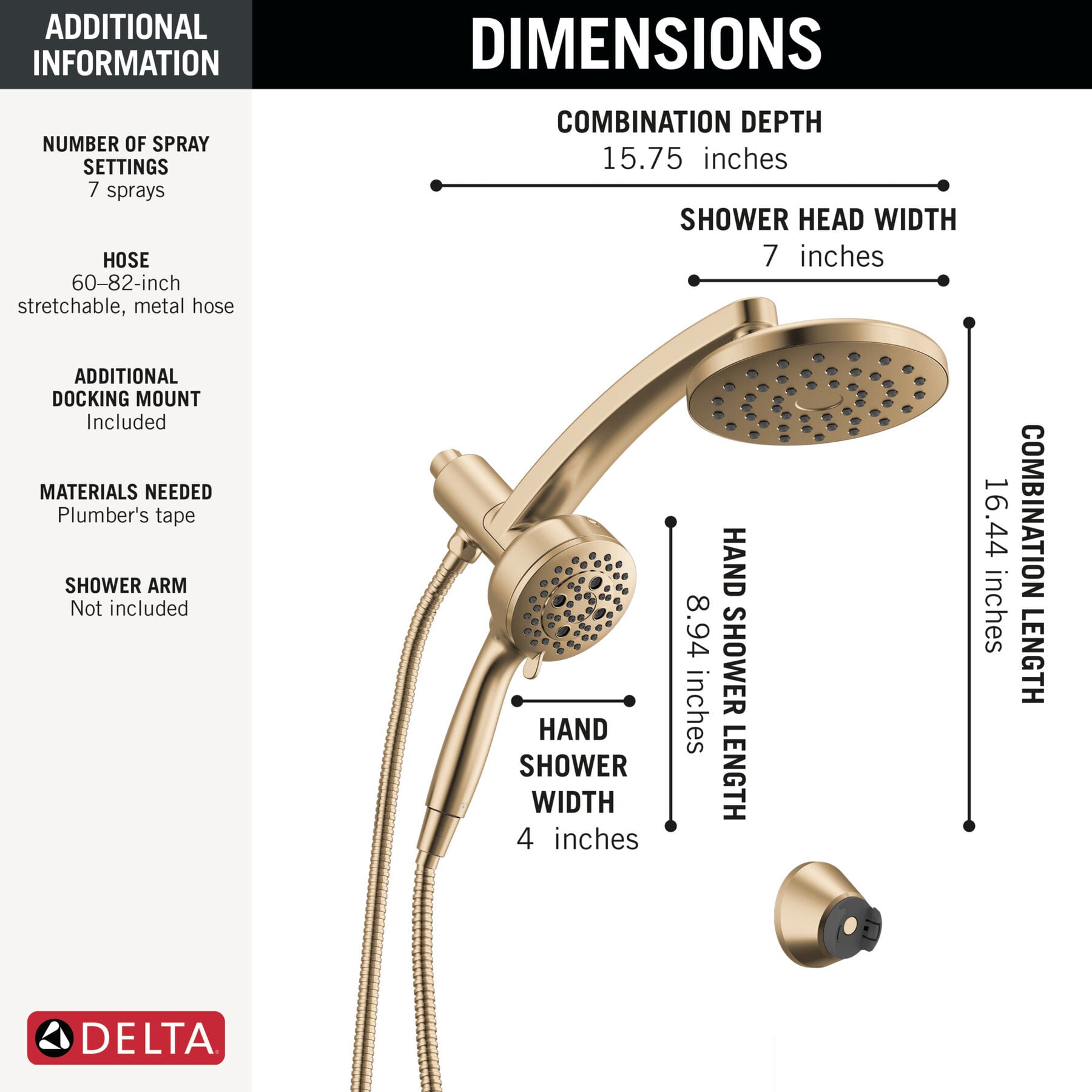 PivotPro&trade; 3-in-1 Combination Shower