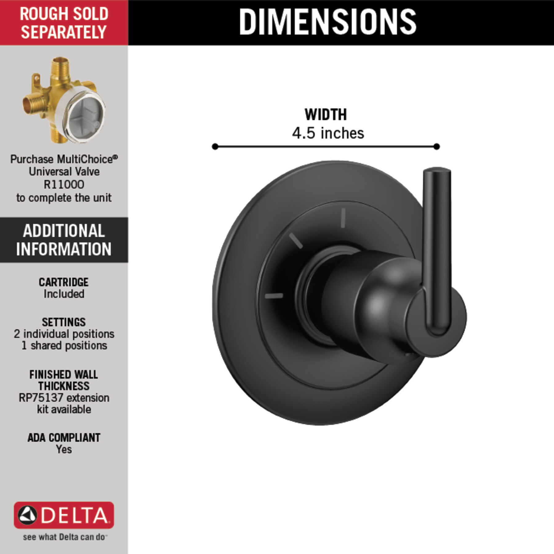 3-Setting 2-Port Diverter Trim
