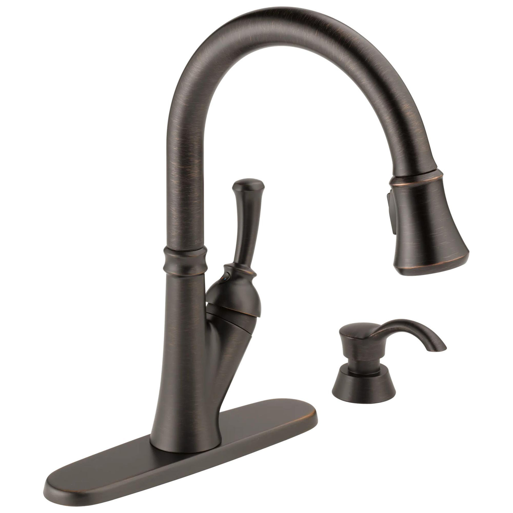 Single Handle Pull-Down Kitchen Faucet with Soap Dispenser