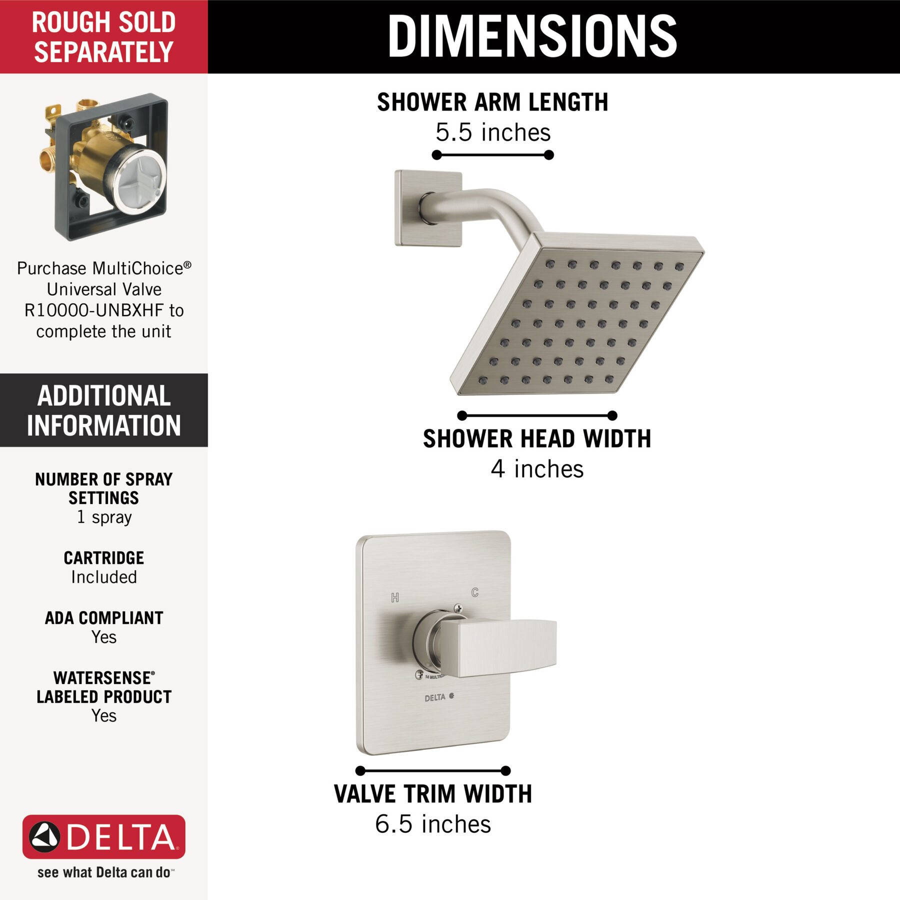 Single-Hole Lavatory Faucet with Shower Trim Bundle - 14 Series