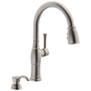 Single Handle Pull-Down Kitchen Faucet with Soap Dispenser