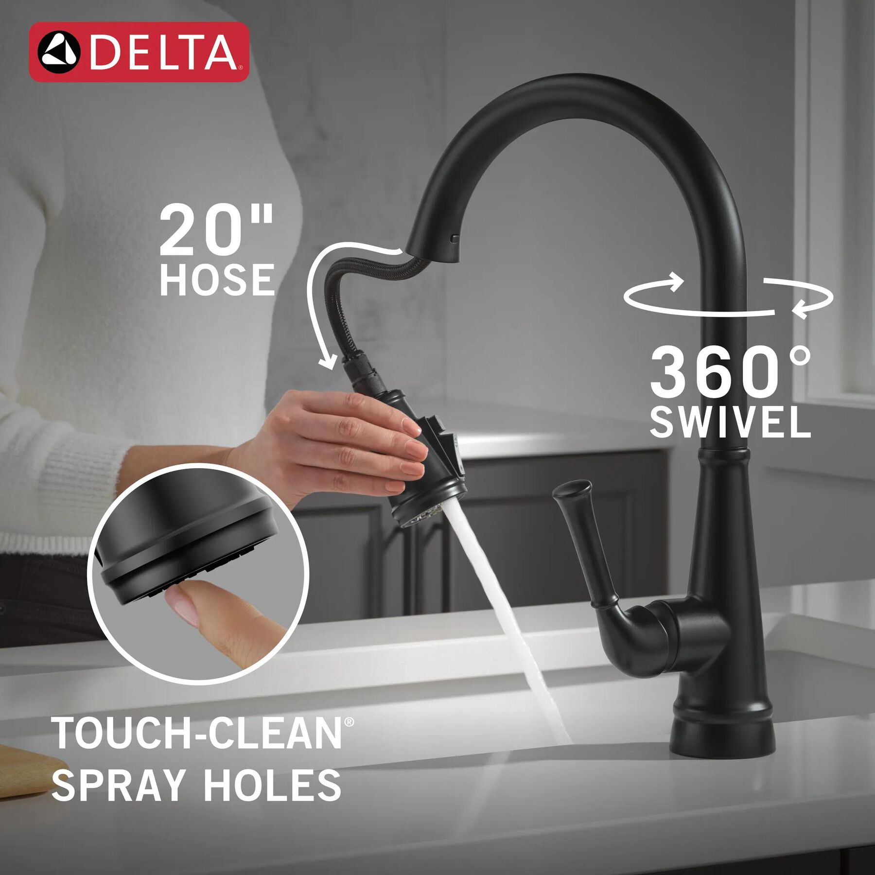 Single Handle Kitchen Pull-Down Faucet w/ Soap Dispenser