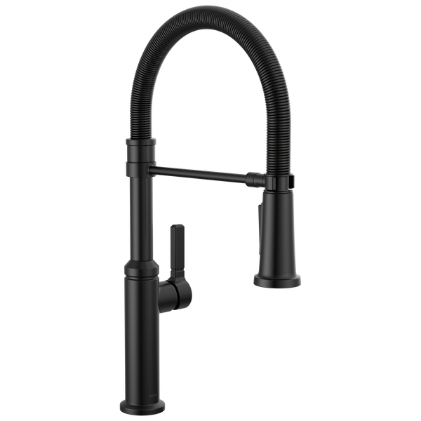 Single Handle Pull-Down Spring Kitchen Faucet in Matte Black 18829