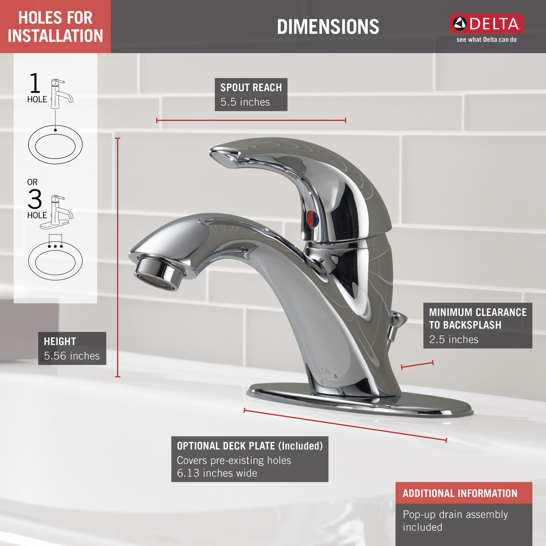 Single Handle Bathroom Faucet (Recertified)