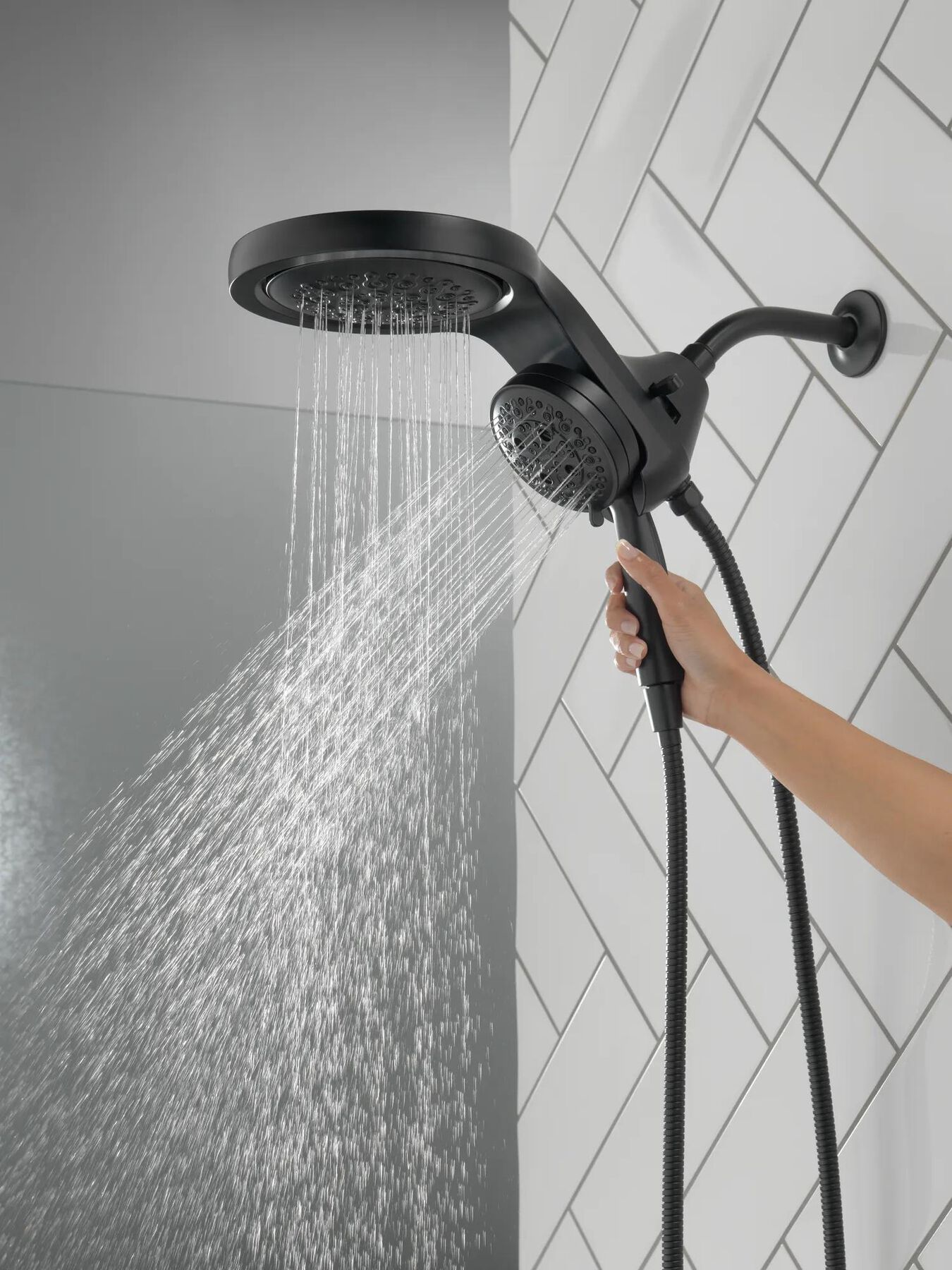 HydroRain&reg; H<sub>2</sub>Okinetic&reg; 5-Setting Two-in-One Shower Head