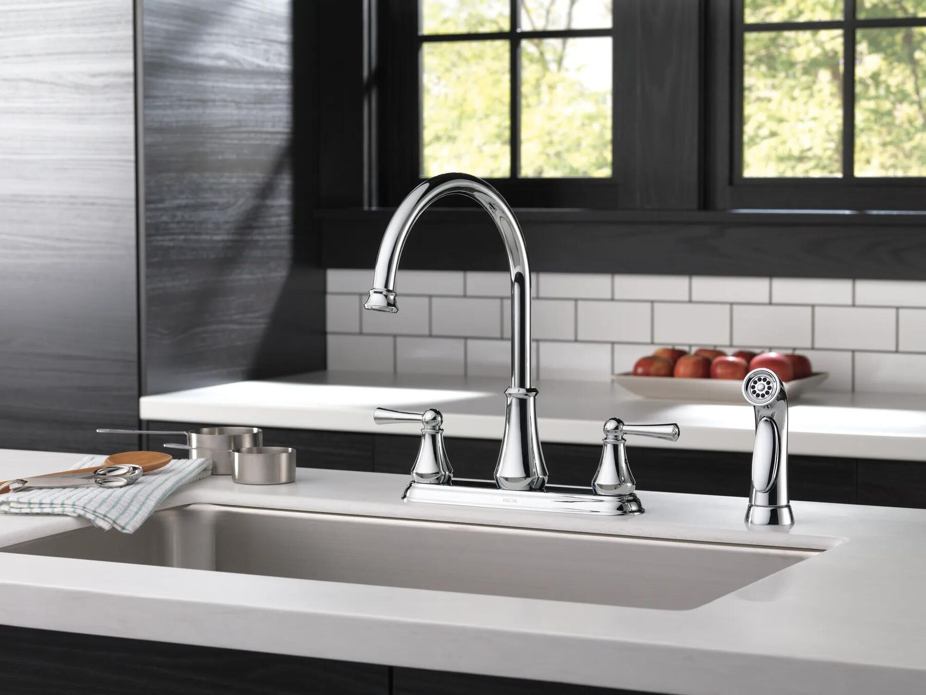 Two Handle Kitchen Faucet with Spray (Recertified)