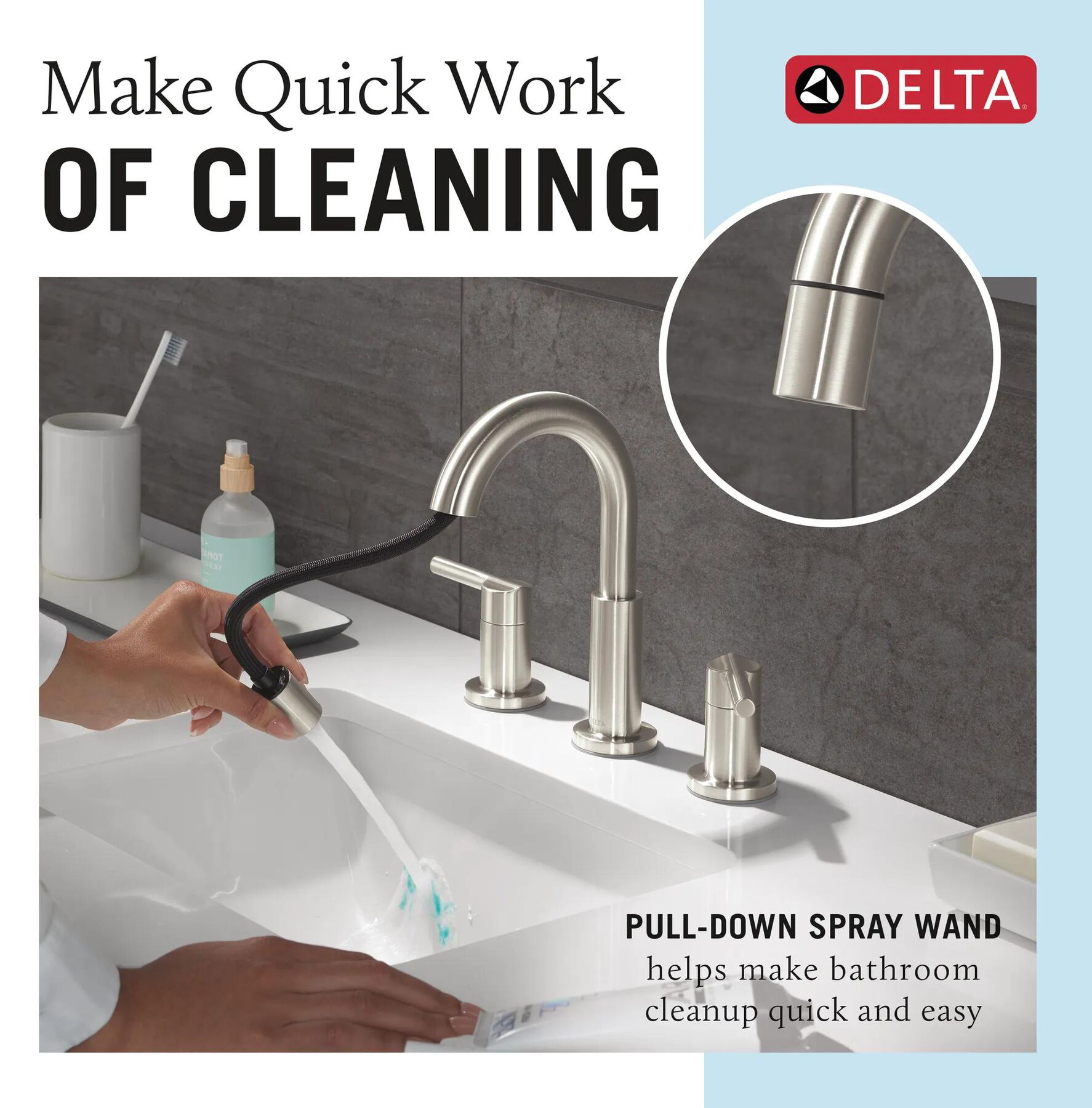 Two Handle Widespread Pull-Down Bathroom Faucet