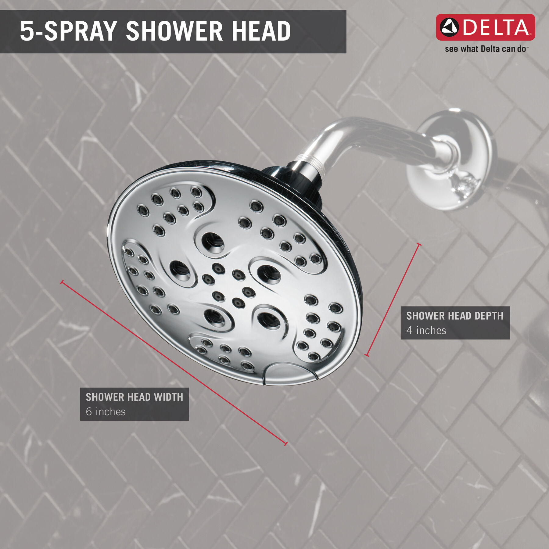 H<sub>2</sub>Okinetic&reg; 5-Setting Transitional Raincan Shower Head