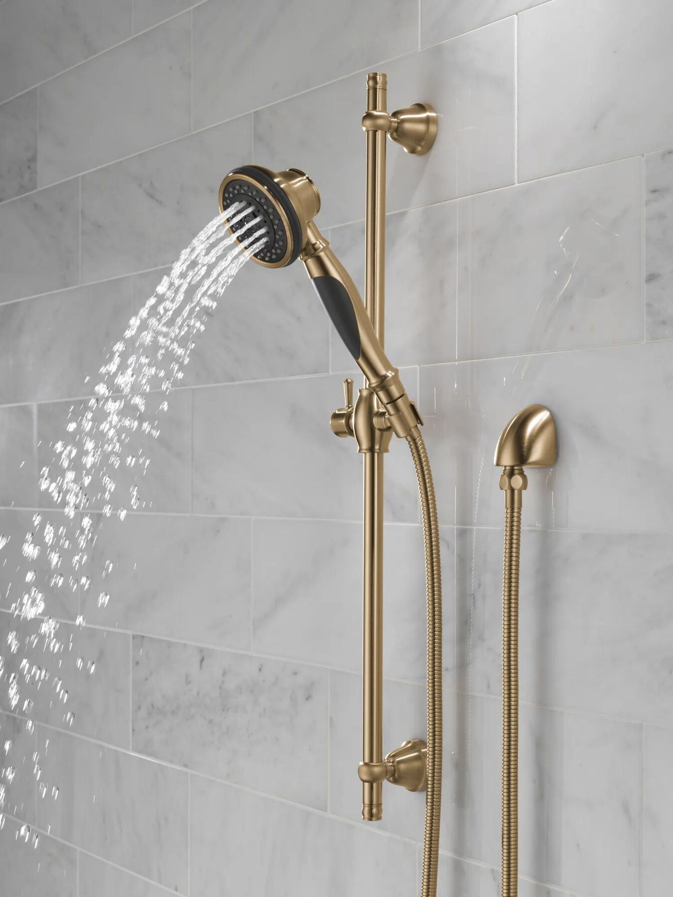Premium 3-Setting Slide Bar Hand Shower with Wall Elbow