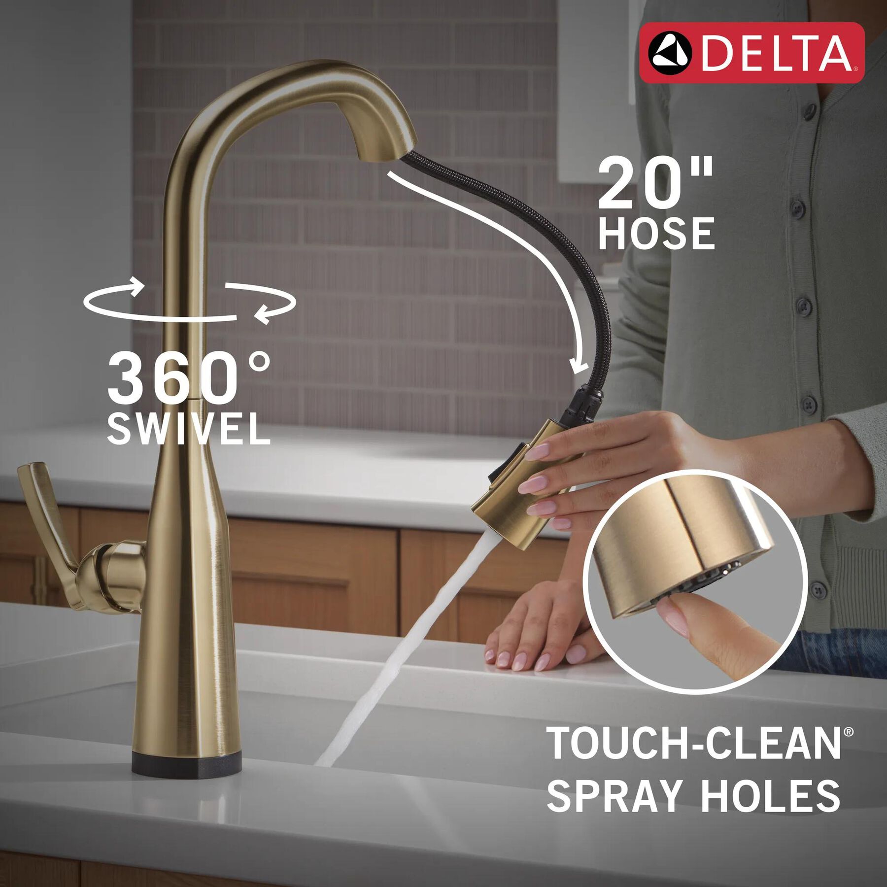 Touch<sub>2</sub>O&reg; Technology Kitchen Faucet with Touchless Technology
