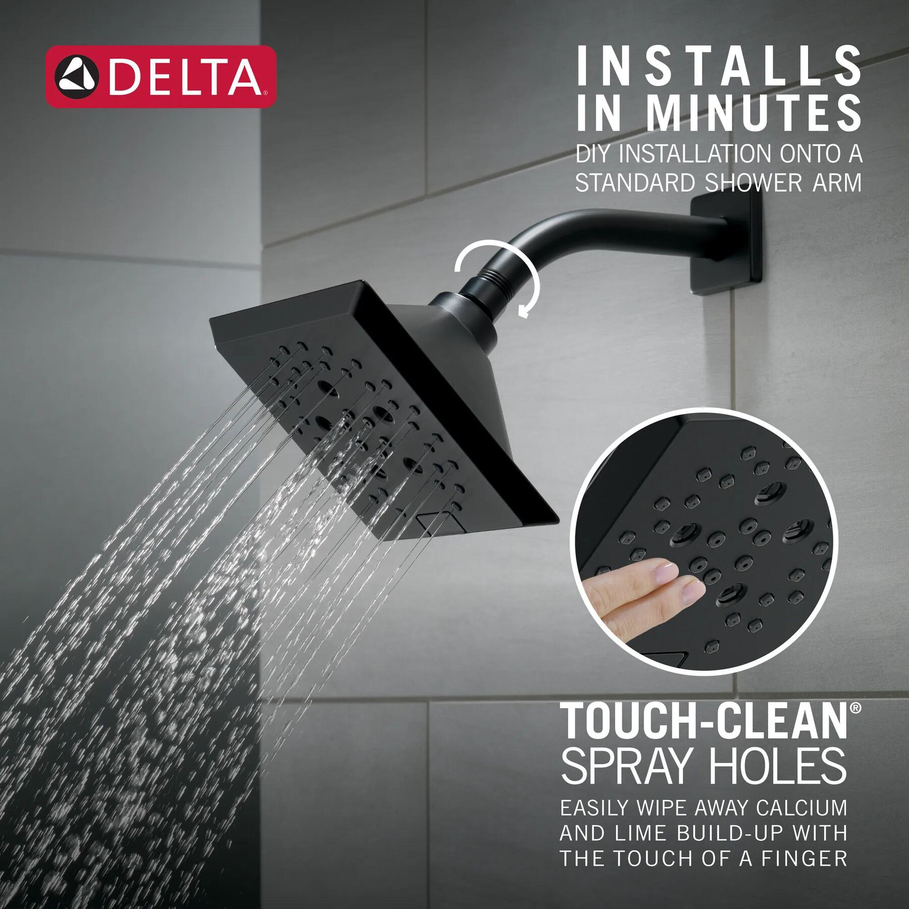 H<sub>2</sub>Okinetic&reg; 5-Setting Angular Modern Raincan Shower Head (Recertified)