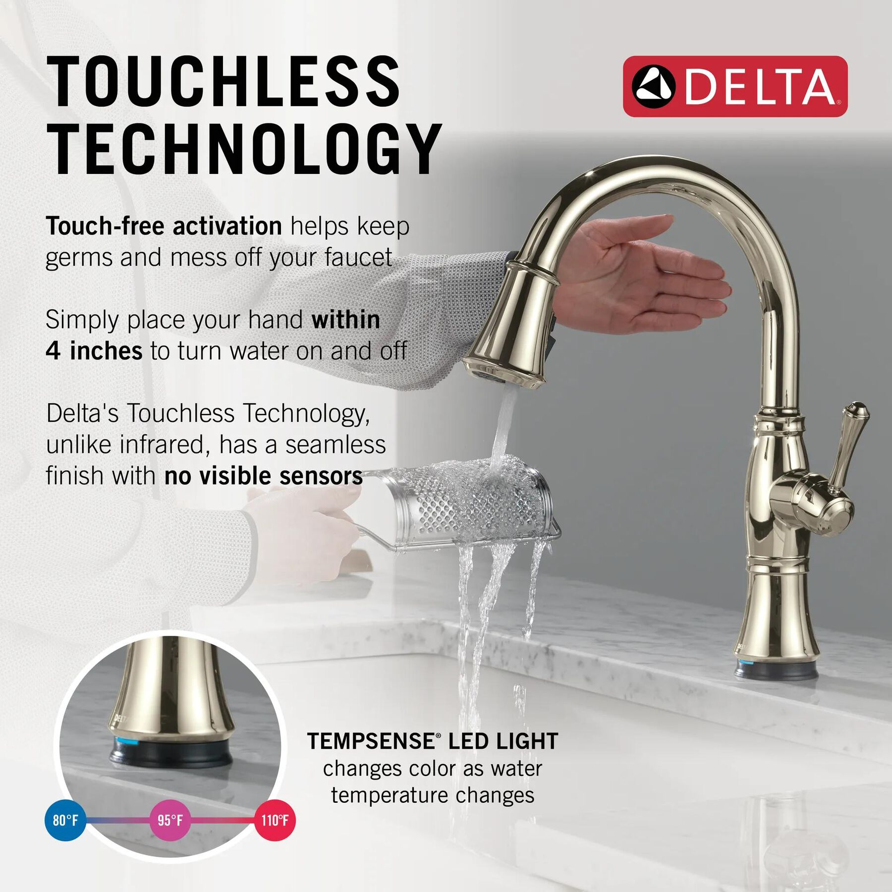 Touch<sub>2</sub>O&reg; Technology Kitchen Faucet with Touchless Technology