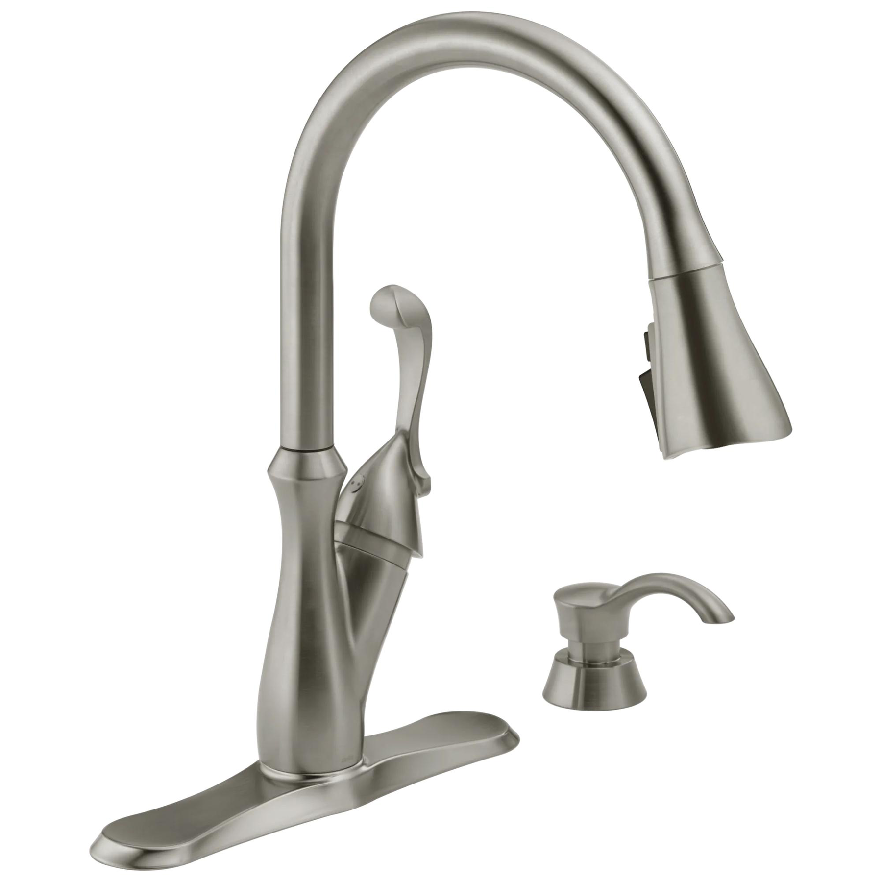 Single Handle Pull-Down Kitchen Faucet with Soap Dispenser and ShieldSpray (Recertified)