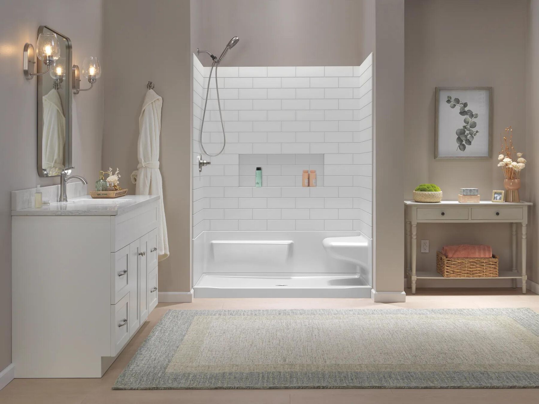 60x32 Alcove Shower Bundle - Right Seat Center Drain