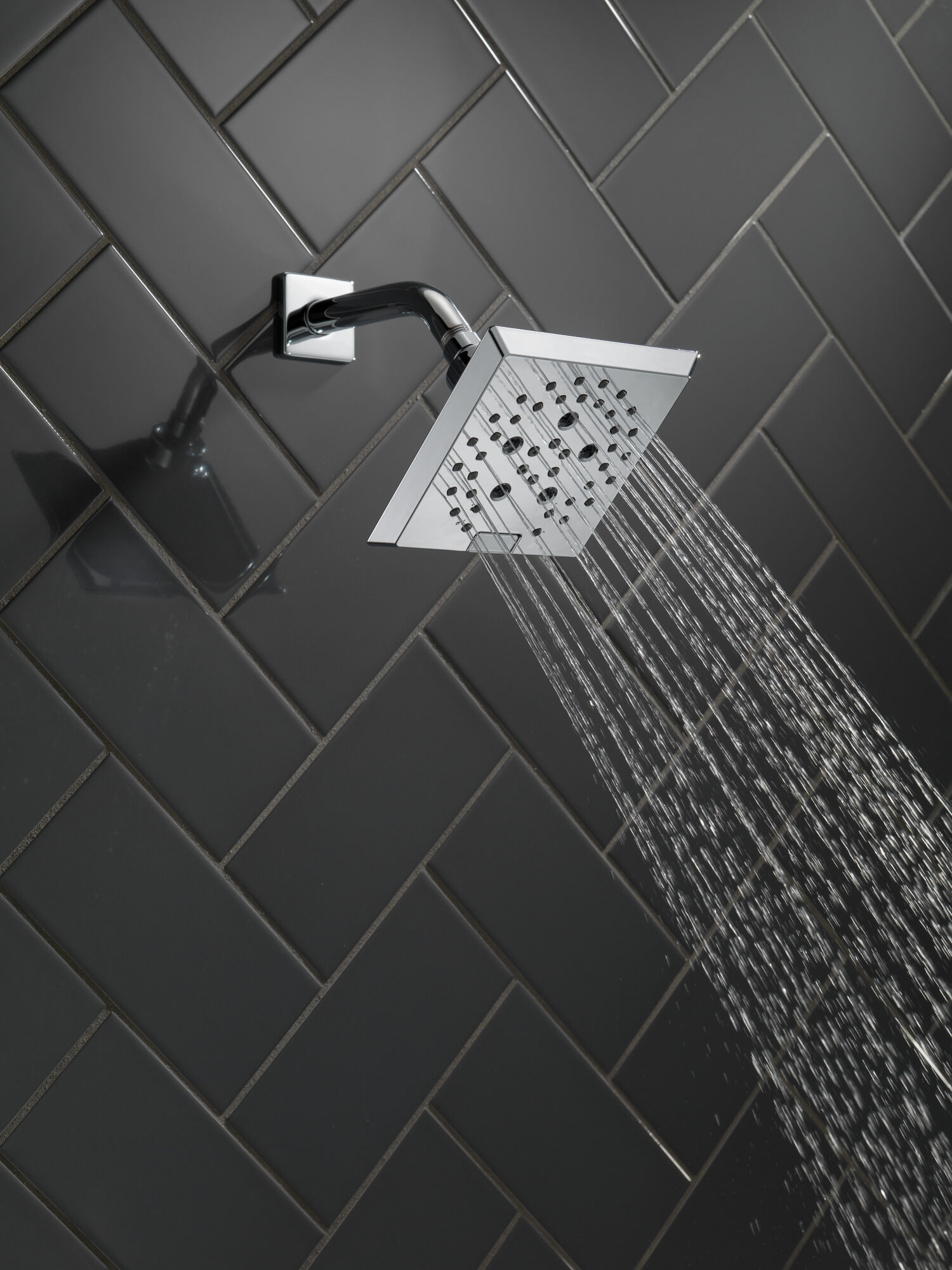 H2Okinetic® 5-Setting Angular Modern Raincan Shower Head in Chrome