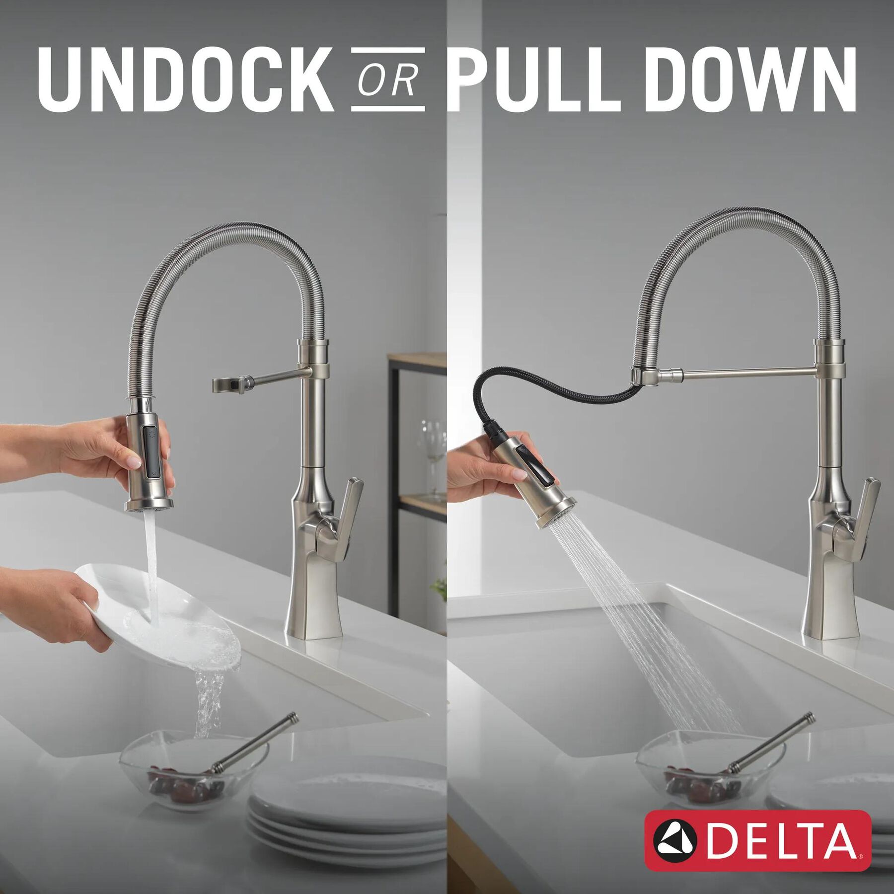 Single Handle Pull-Down Kitchen Faucet With Spring Spout