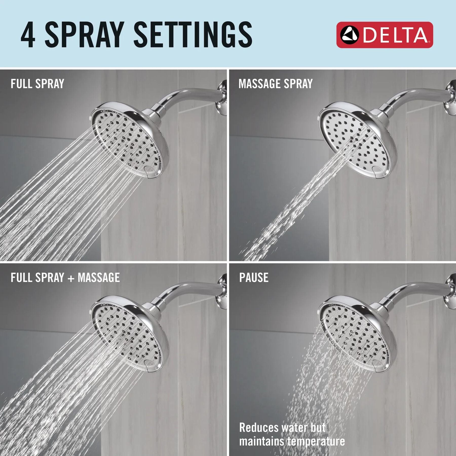 4-Setting 6-inch Shower Head
