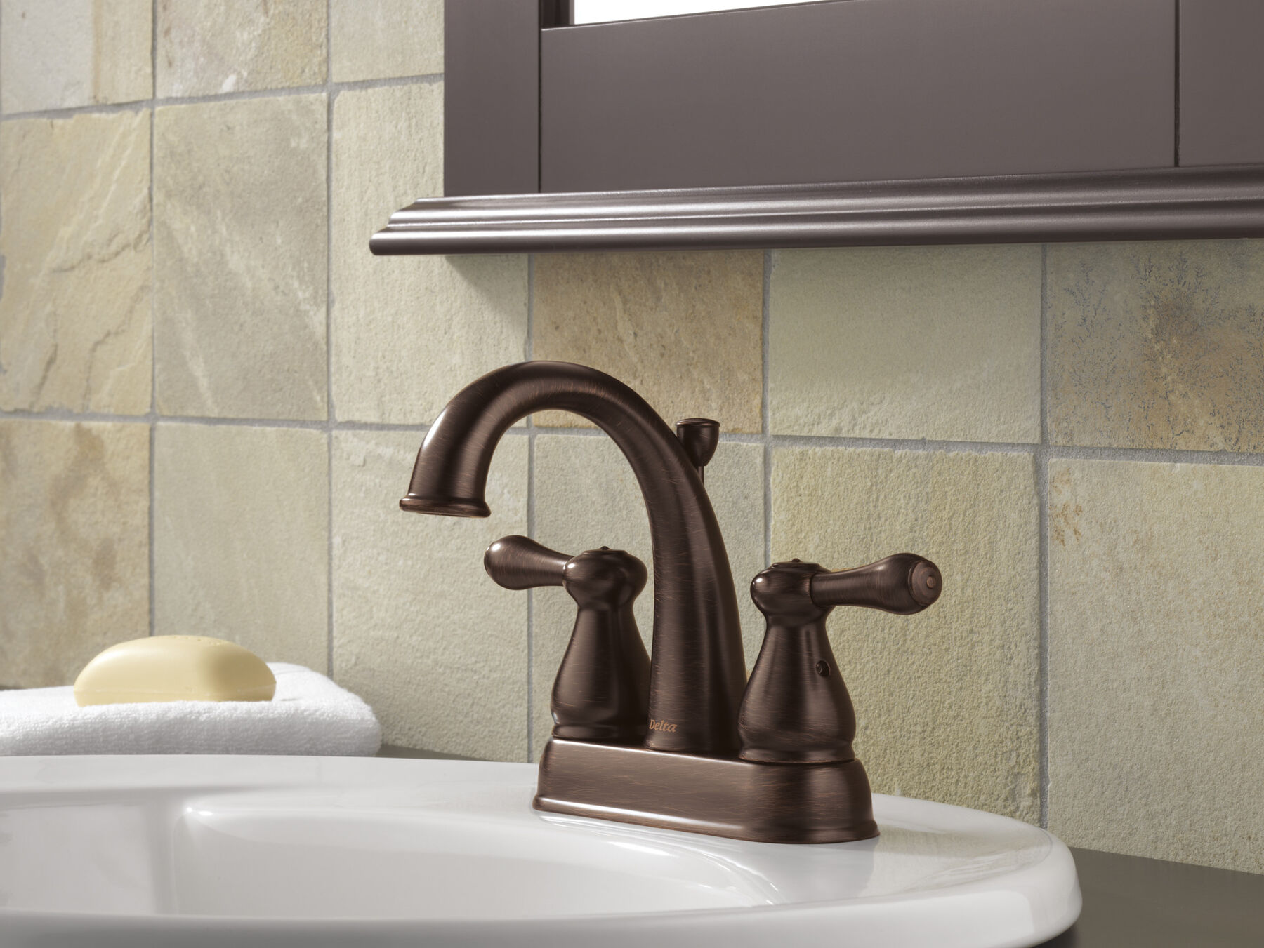 Two Handle Centerset Lavatory Faucet - Metal Pop-Up