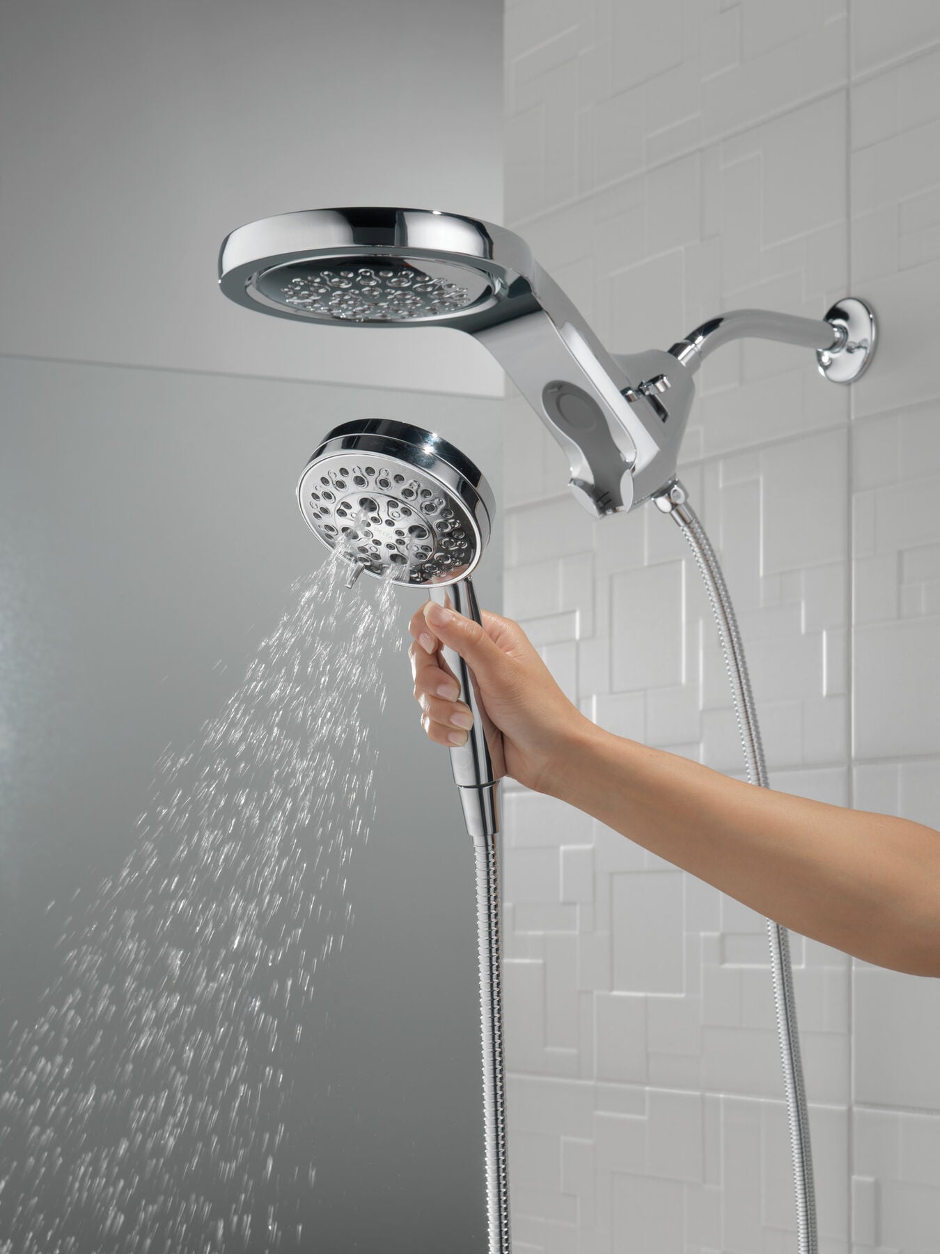 HydroRain&reg; H<sub>2</sub>Okinetic&reg; 5-Setting Two-in-One Shower Head