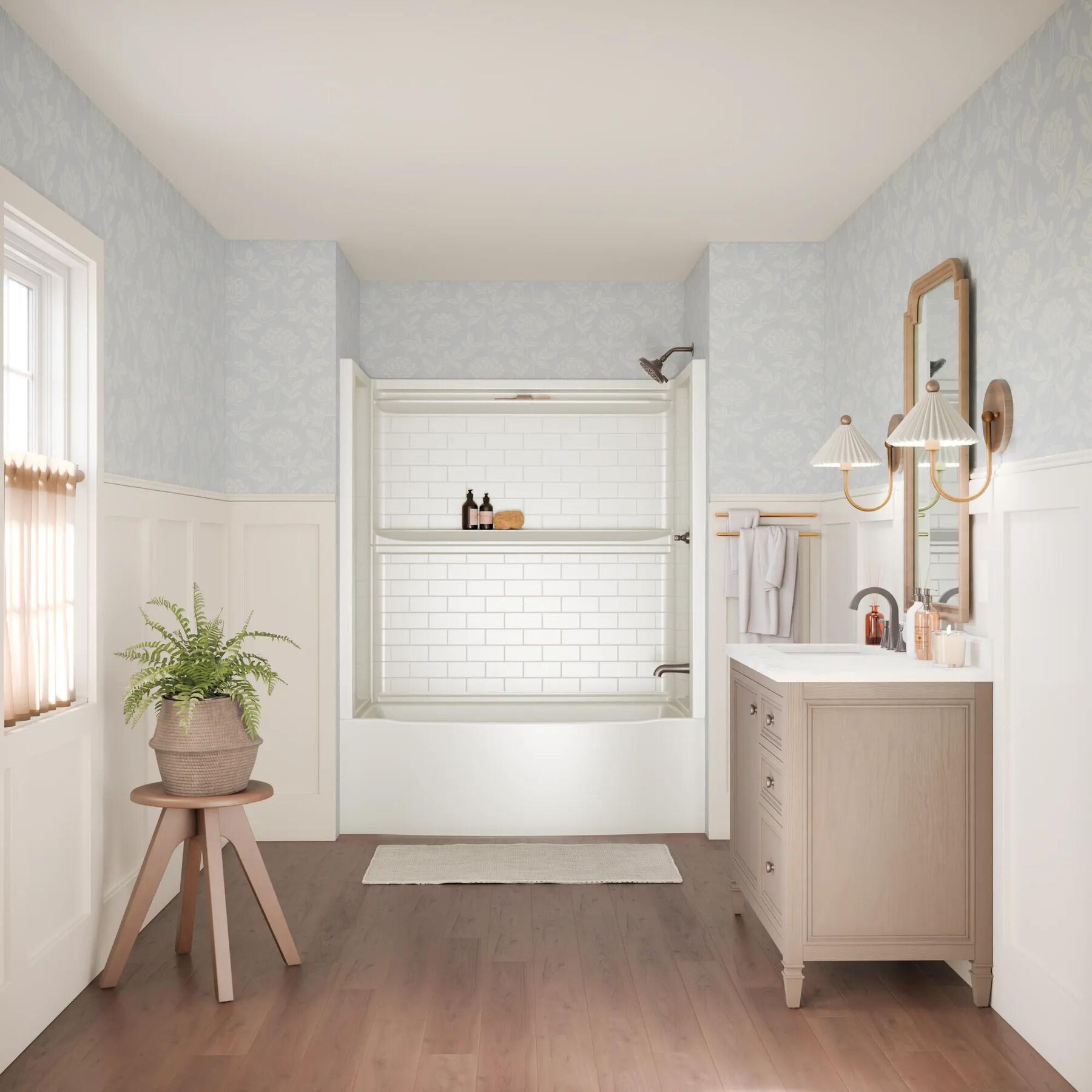 60x32 Alcove Bathtub with Tile Wall Bundle - Right Drain Curve