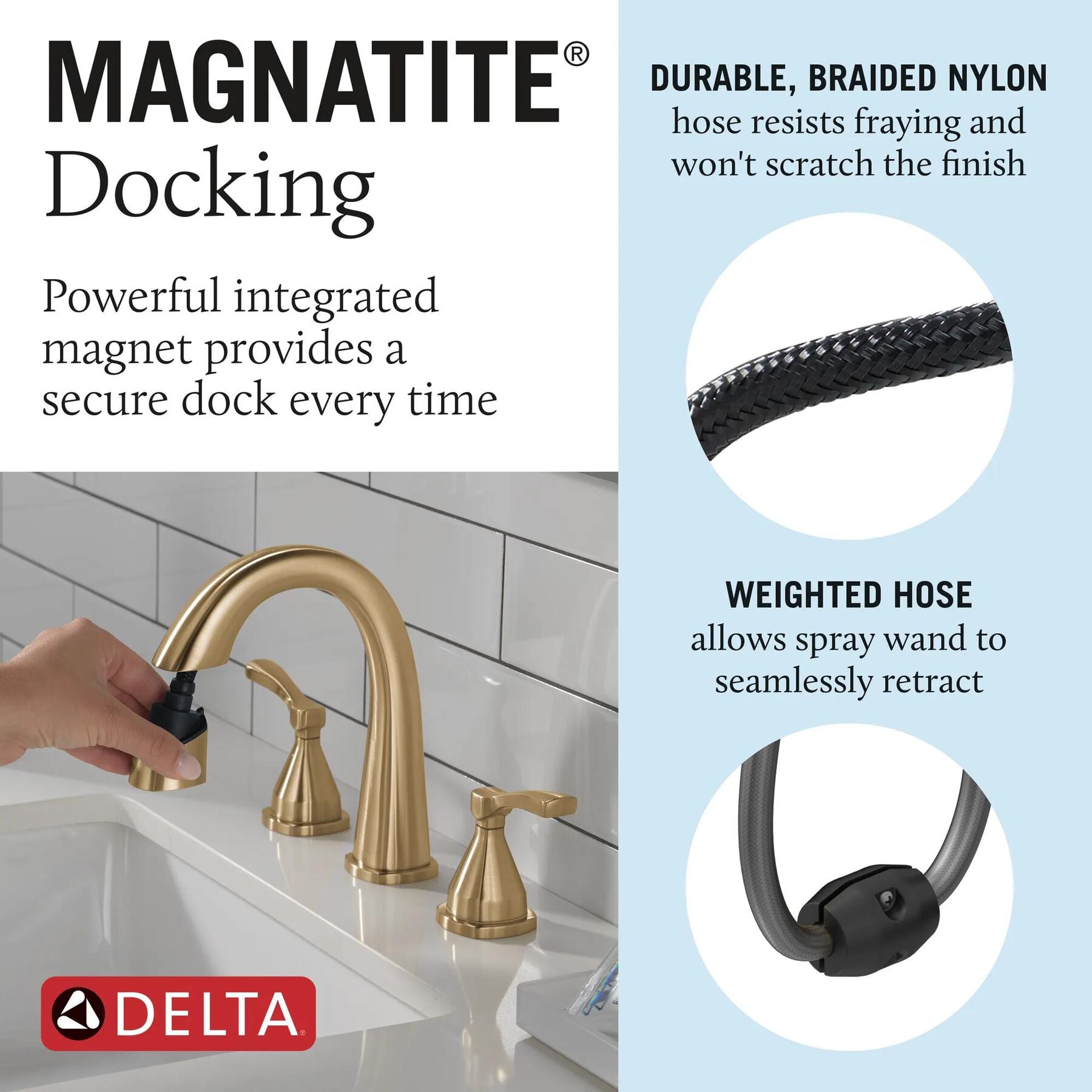 Two Handle Widespread Pull Down Bathroom Faucet