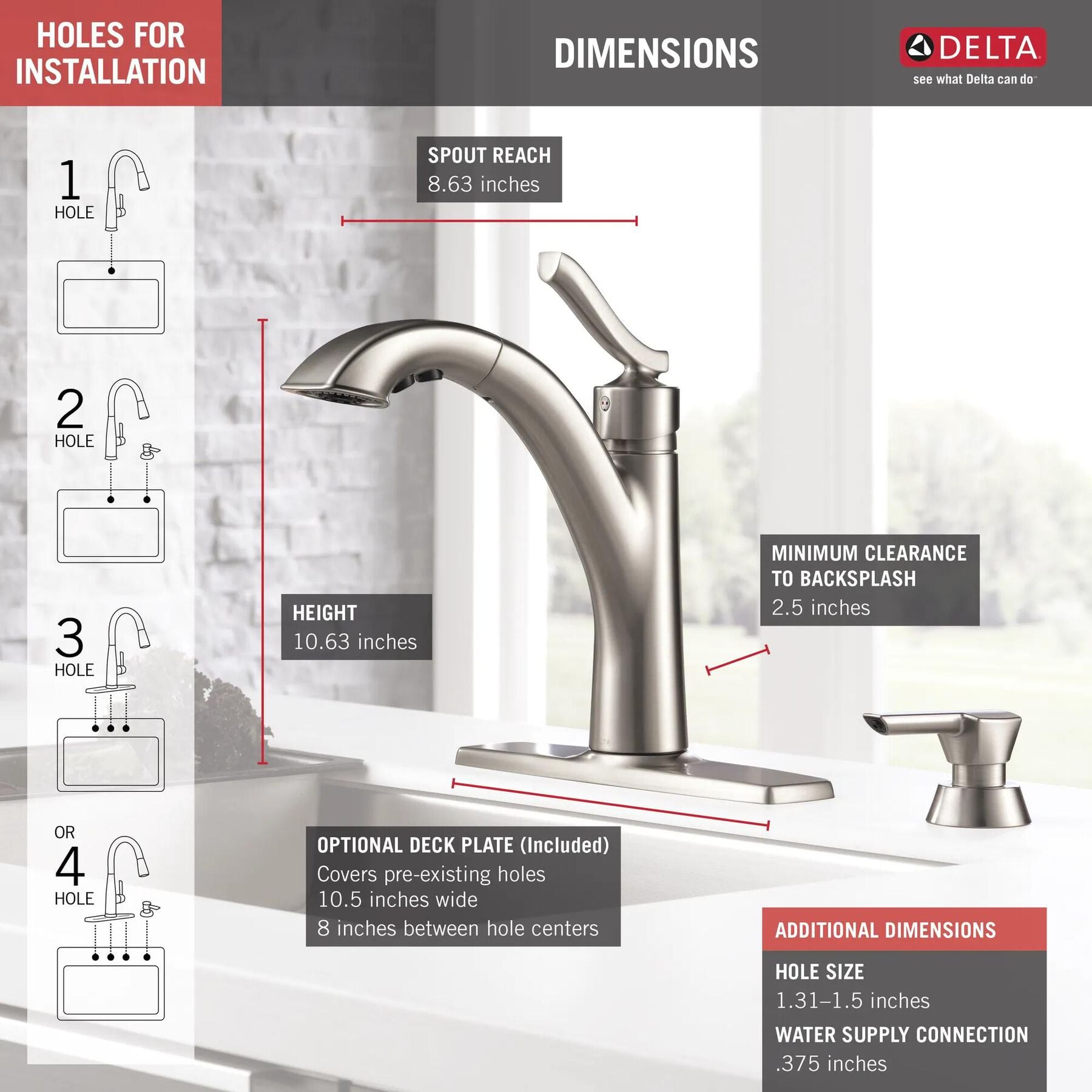 Single Handle Pull-Out Kitchen Faucet with Soap Dispenser