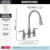 Two Handle Pull-Down Bridge Kitchen Faucet