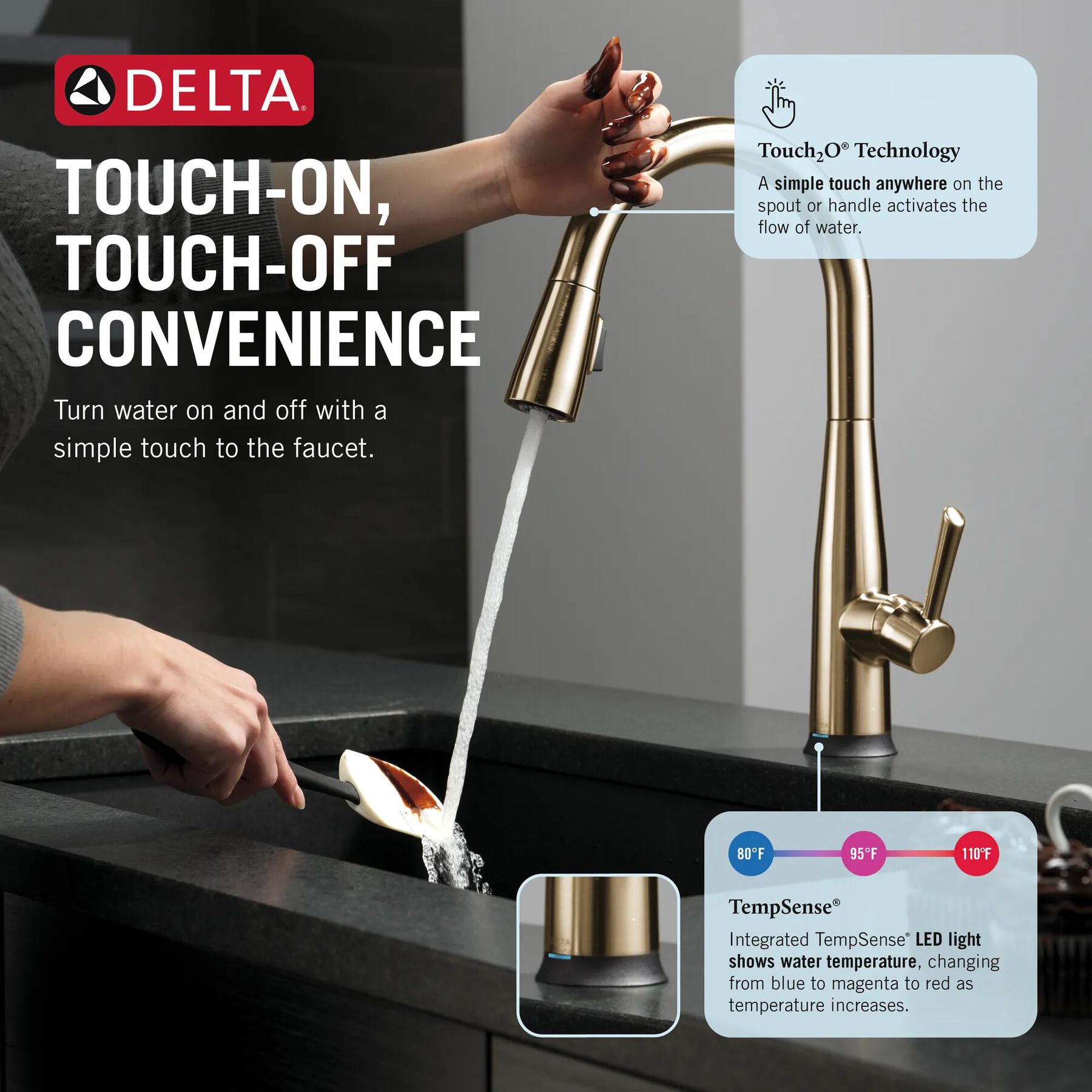 Single Handle Pull-Down Kitchen Faucet with Touch<sub>2</sub>O&reg; Technology