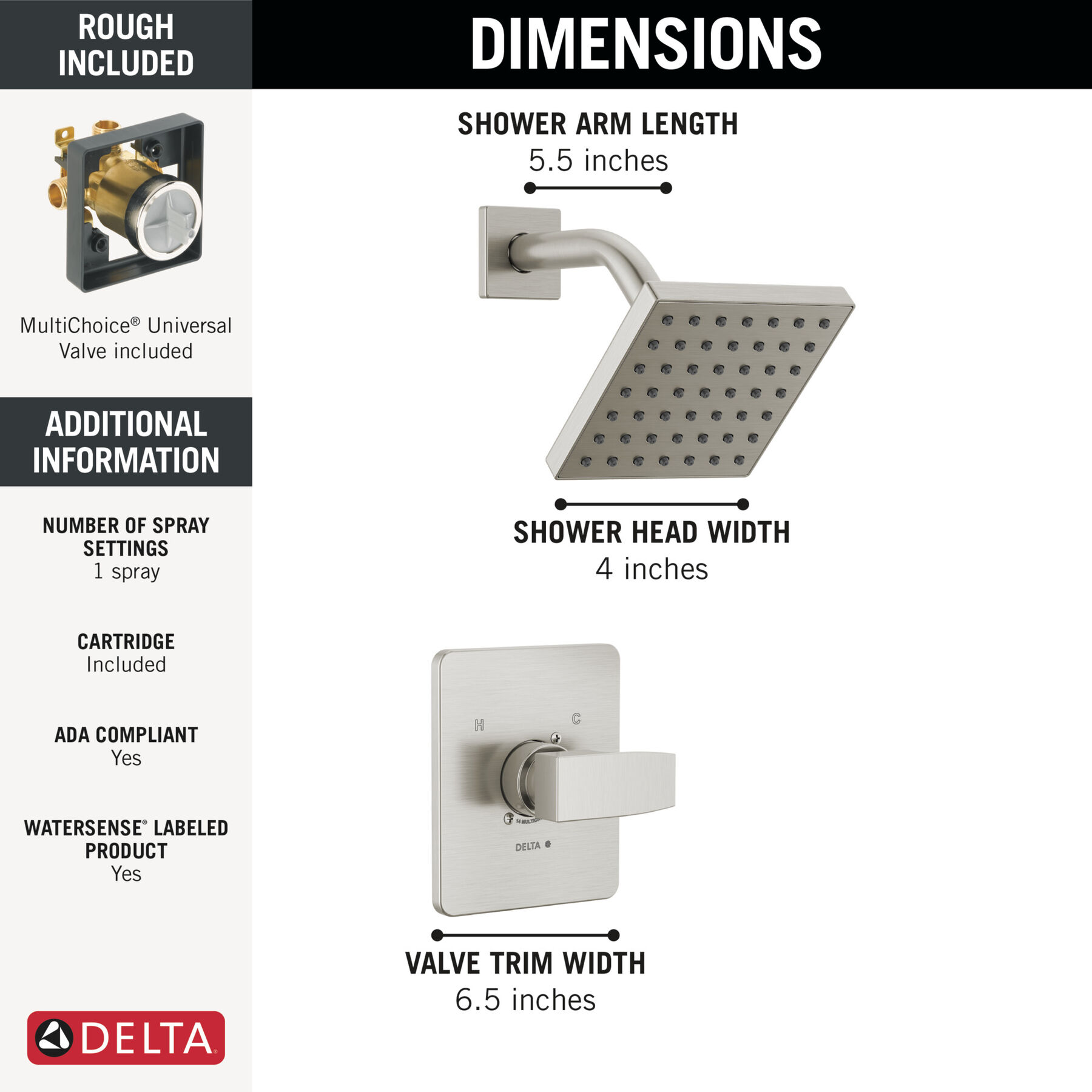 Single-Hole Lavatory Faucet with Shower Trim and Rough Bundle - 14 Series