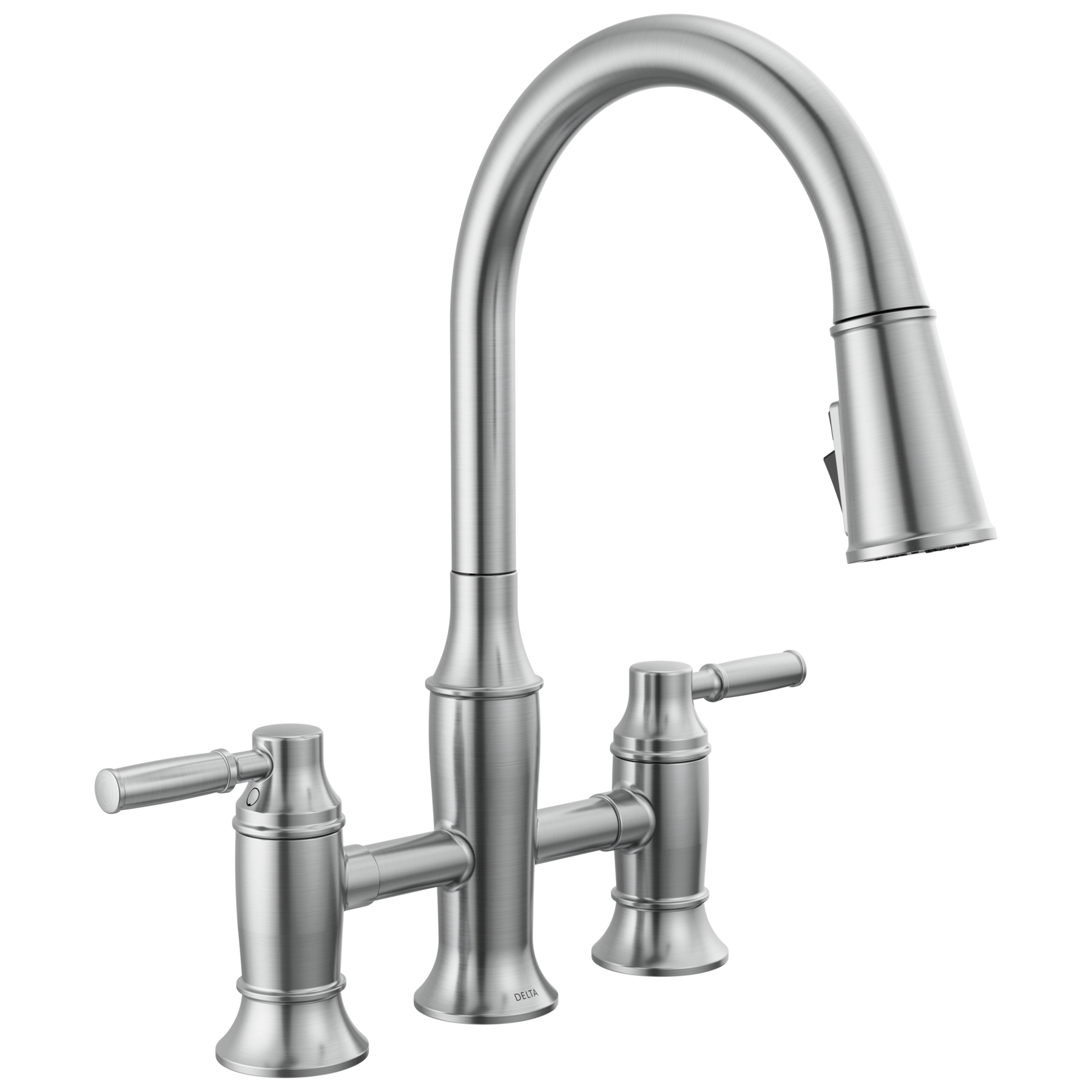 Two Handle Pull-Down Bridge Kitchen Faucet
