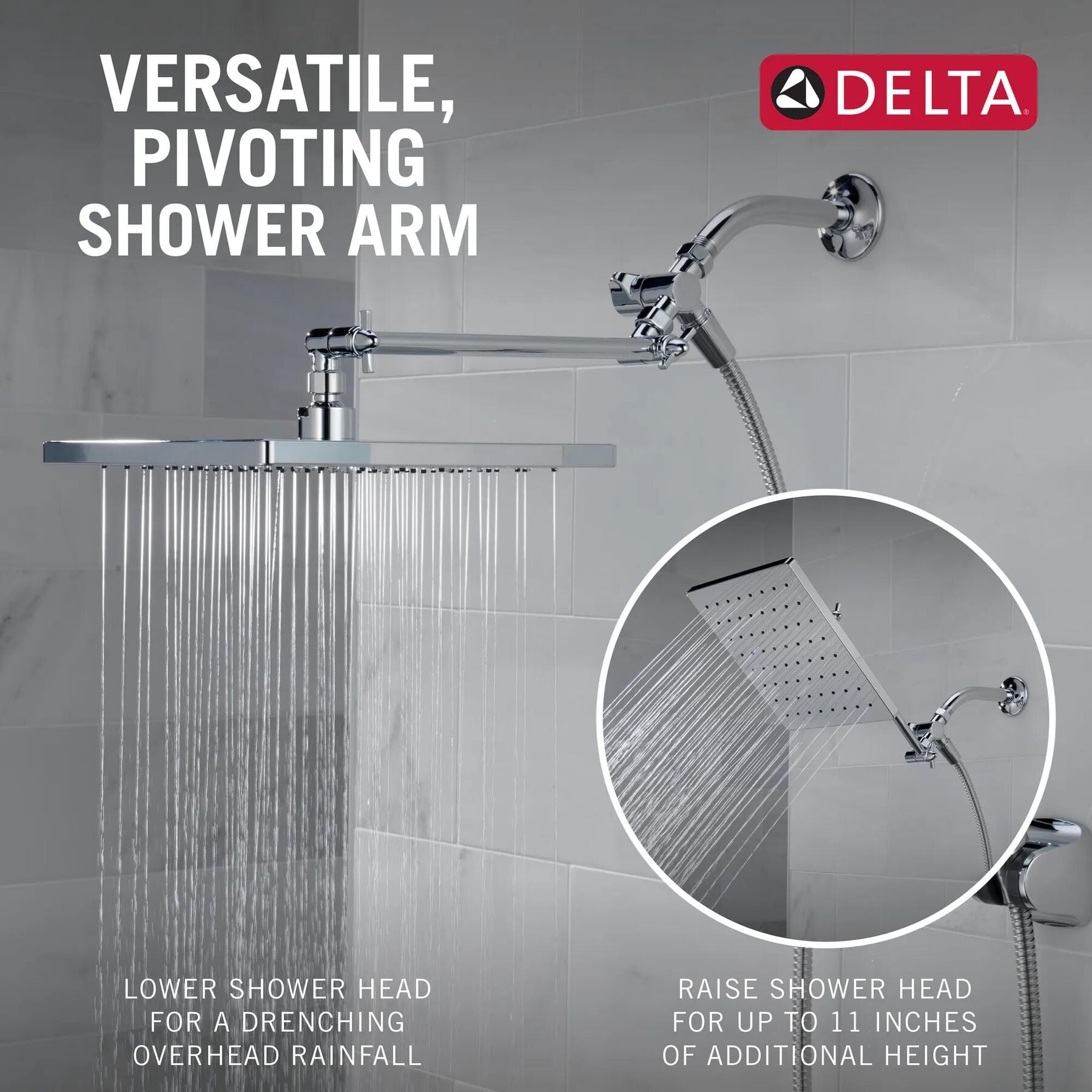 10 inch Raincan Shower Head & Hand Held Combo with Adjustable Extension Arm