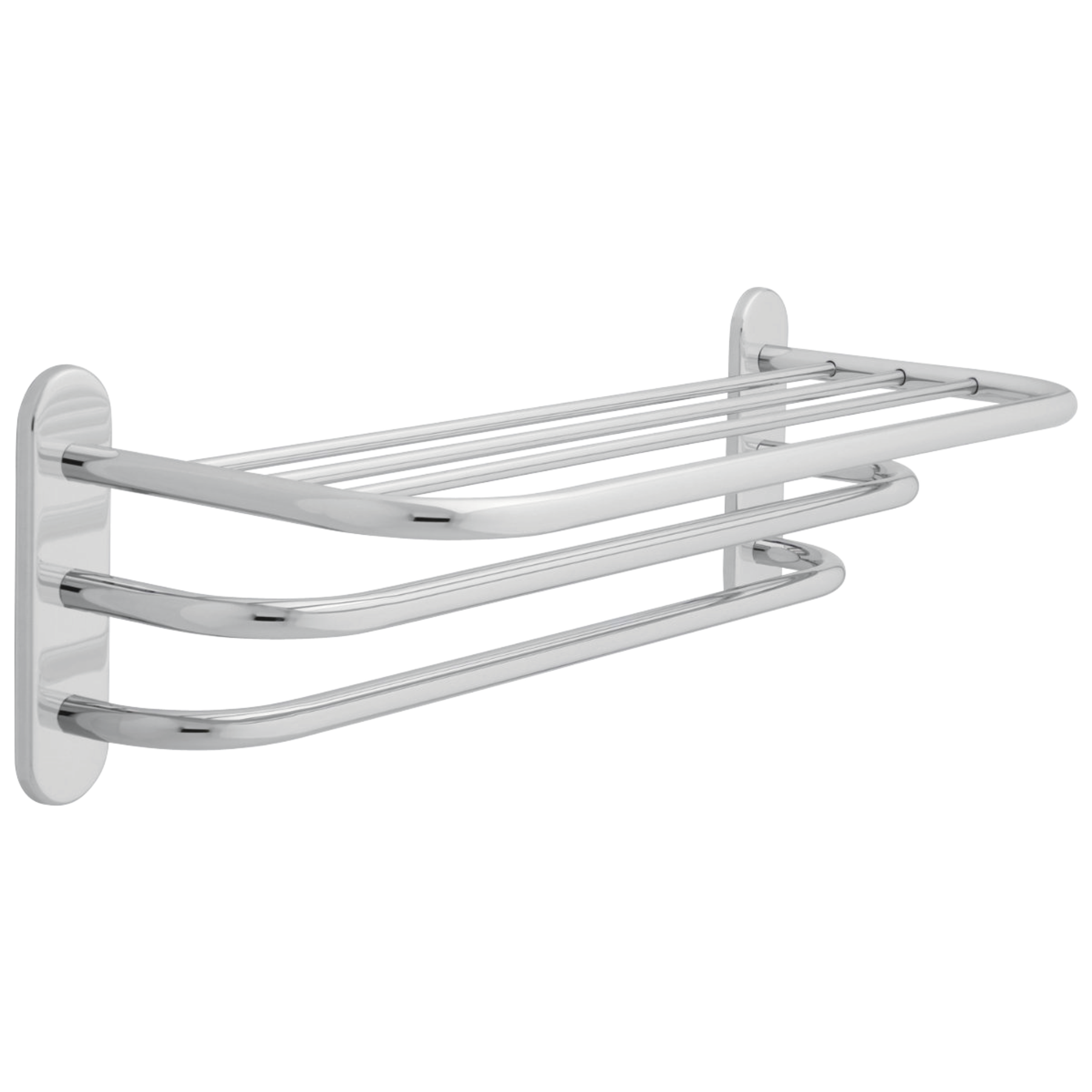 24" Brass Towel Shelf with Two Bars, Concealed Mounting