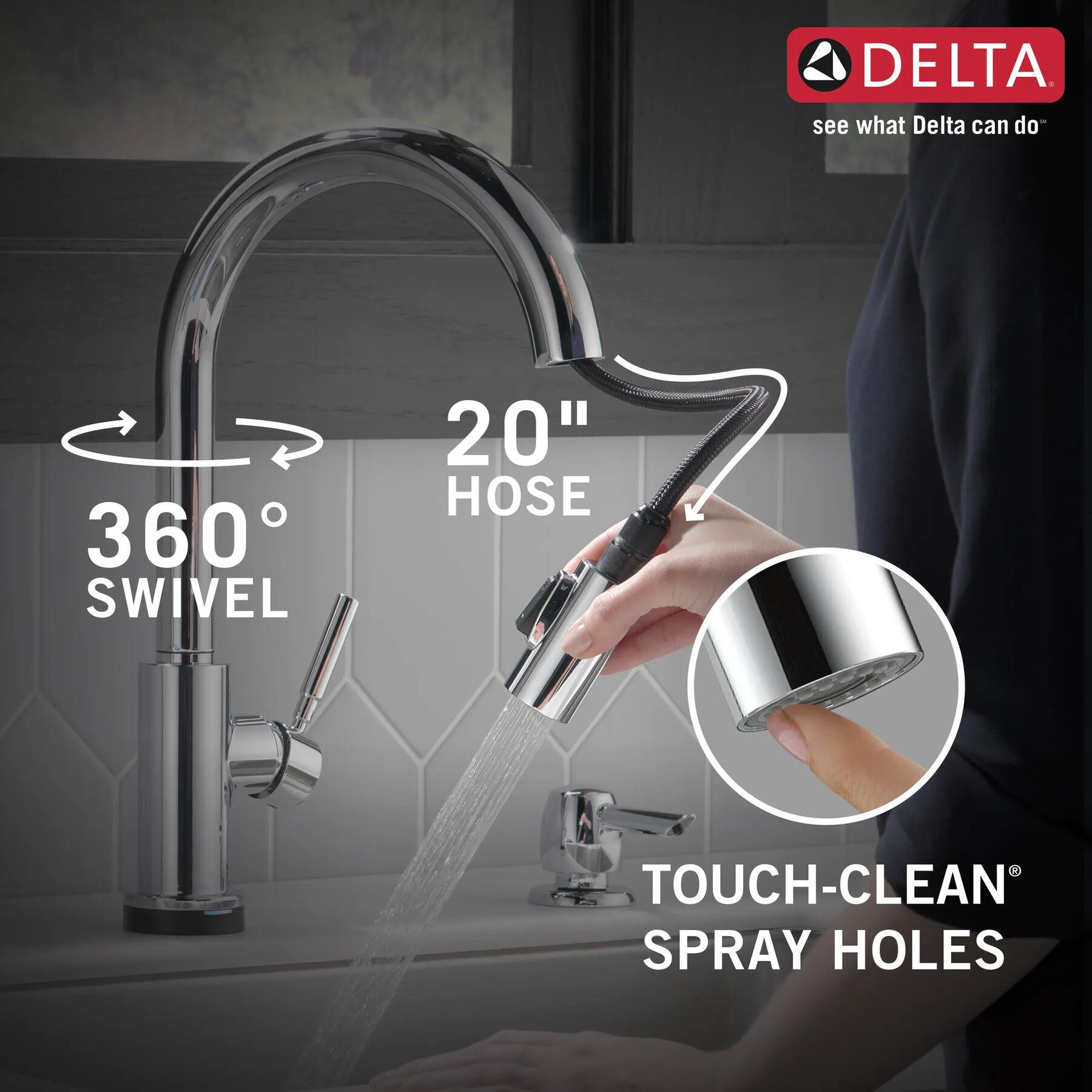 Single Handle Pull-Down Kitchen Faucet with Touch<sub>2</sub>O&reg; Technologyand Soap Dispenser