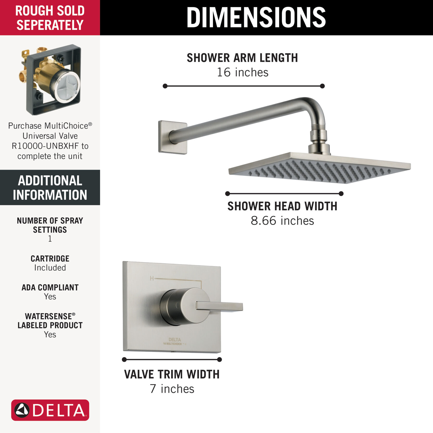 Widespread Lavatory Faucet with Shower Trim Bundle - 14 Series